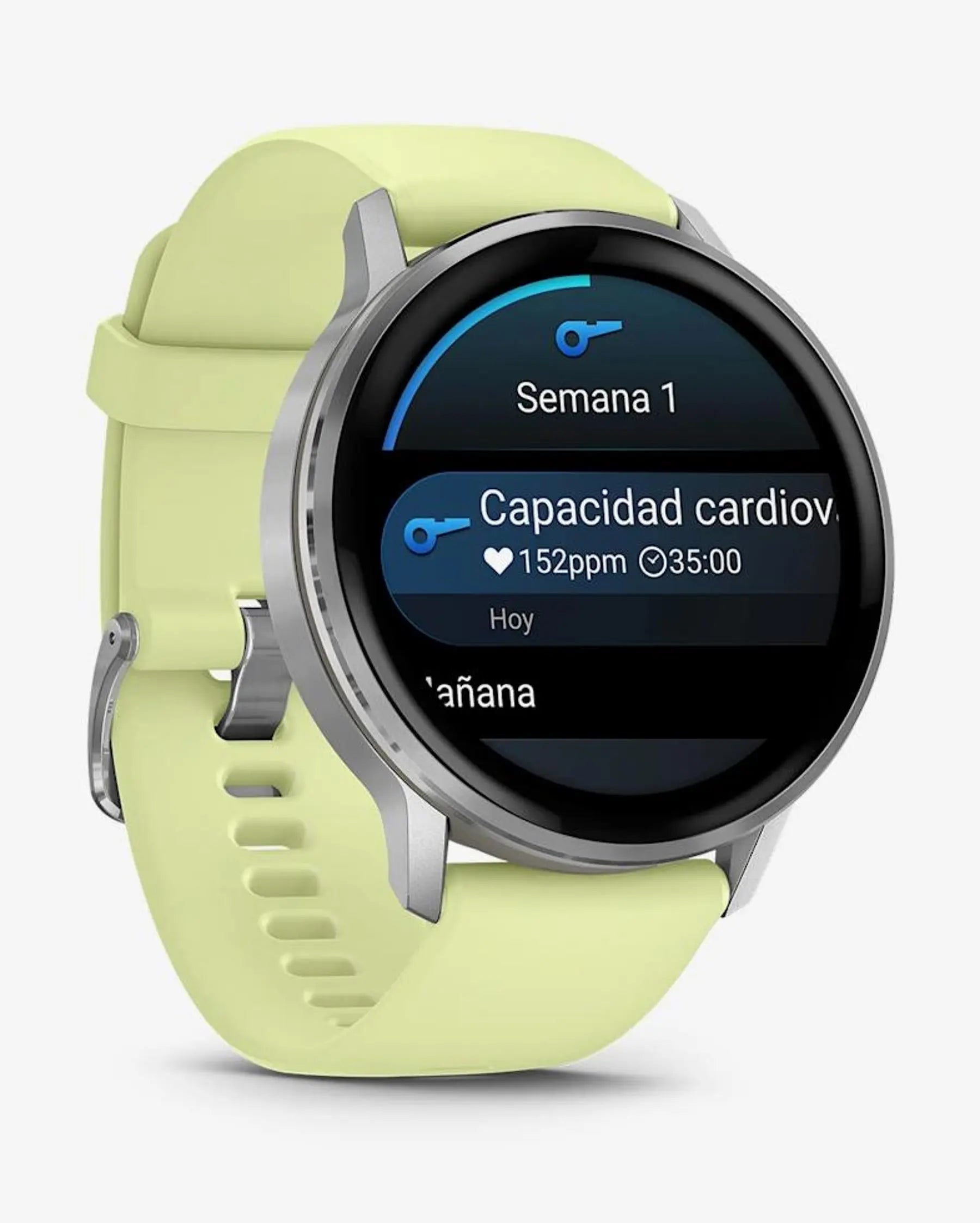 Garmin Venu 4 smartwatch 45 mm plateado con correa amarilla, acero inoxidable, Wi‑Fi Bluetooth ANT+