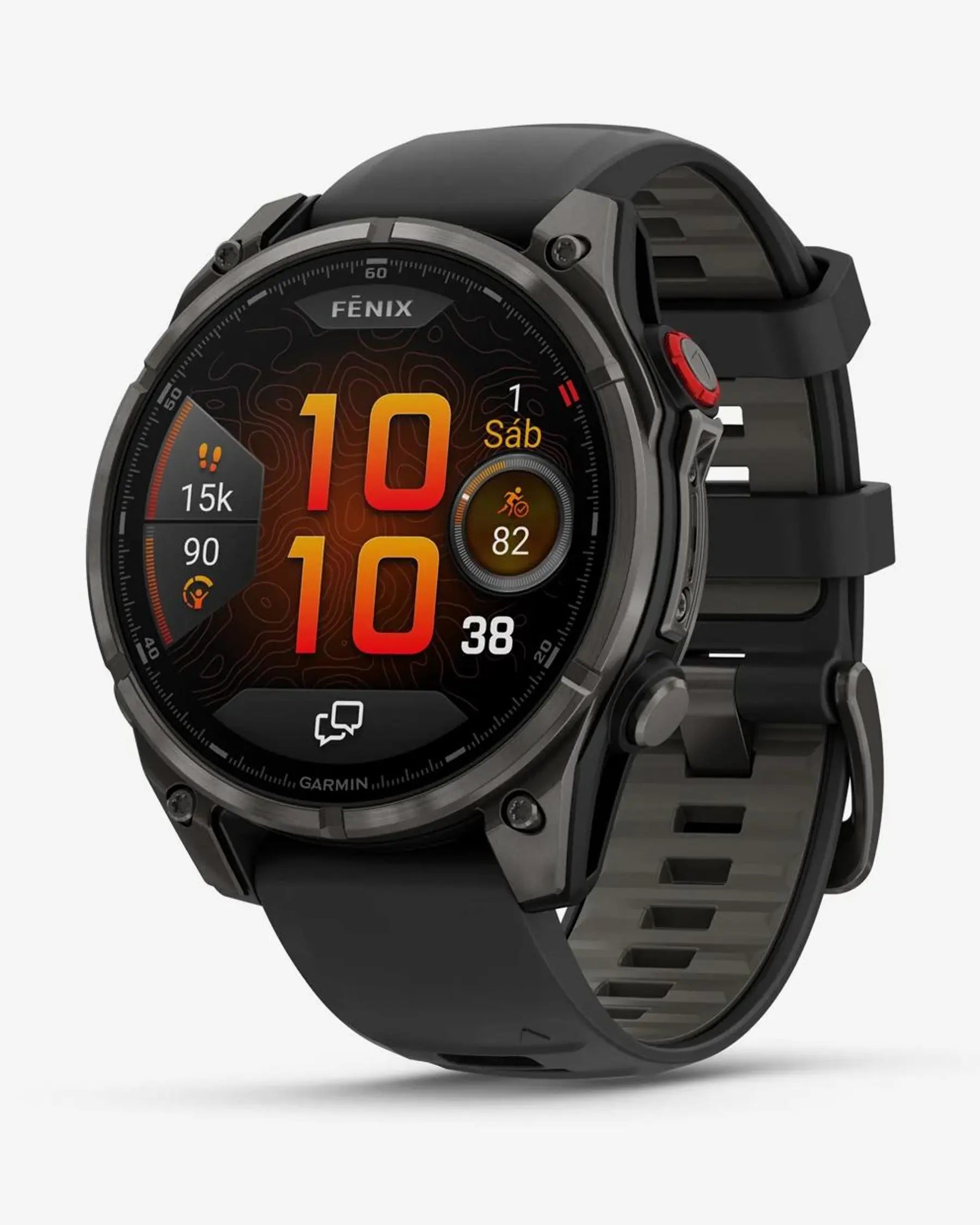 Garmin fēnix 8 Pro smartwatch AMOLED 47 mm titanio gris carbón zafiro correa silicona negra LTE satélite