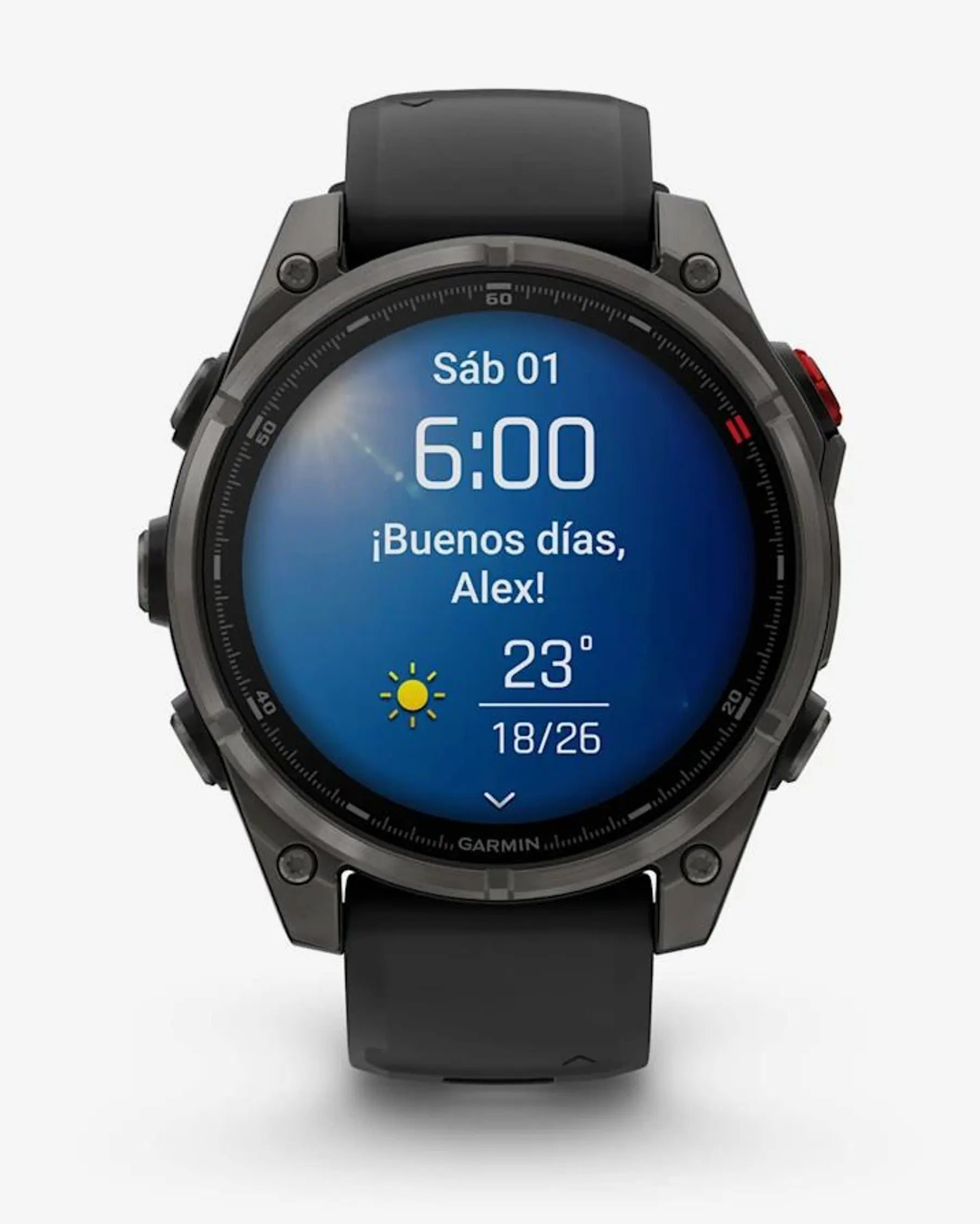 Garmin fēnix 8 Pro smartwatch AMOLED 47 mm titanio gris carbón zafiro correa silicona negra LTE satélite