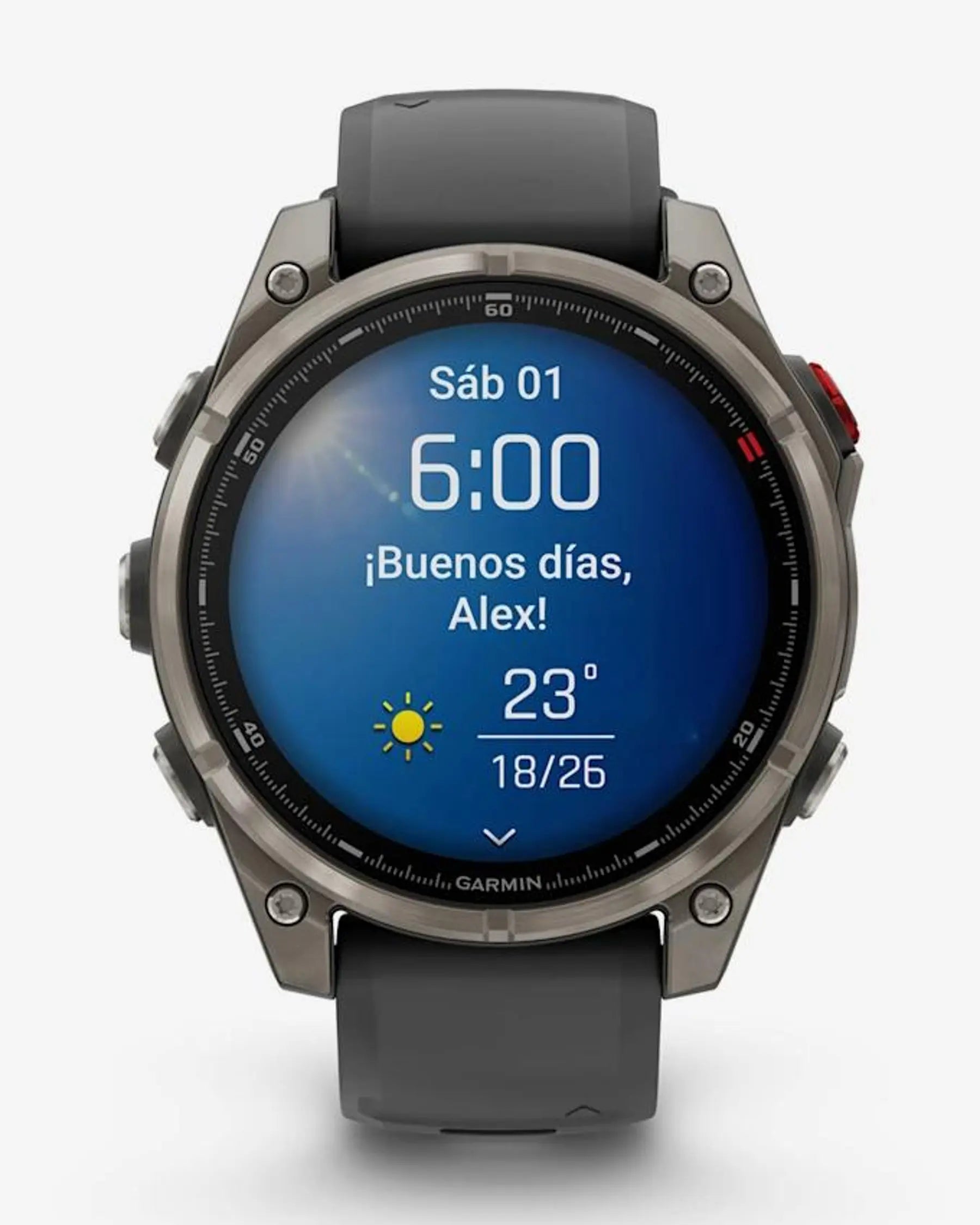 Garmin fēnix 8 Pro smartwatch 47 mm titanio gris AMOLED zafiro LTE satélite correa silicona negra/gris