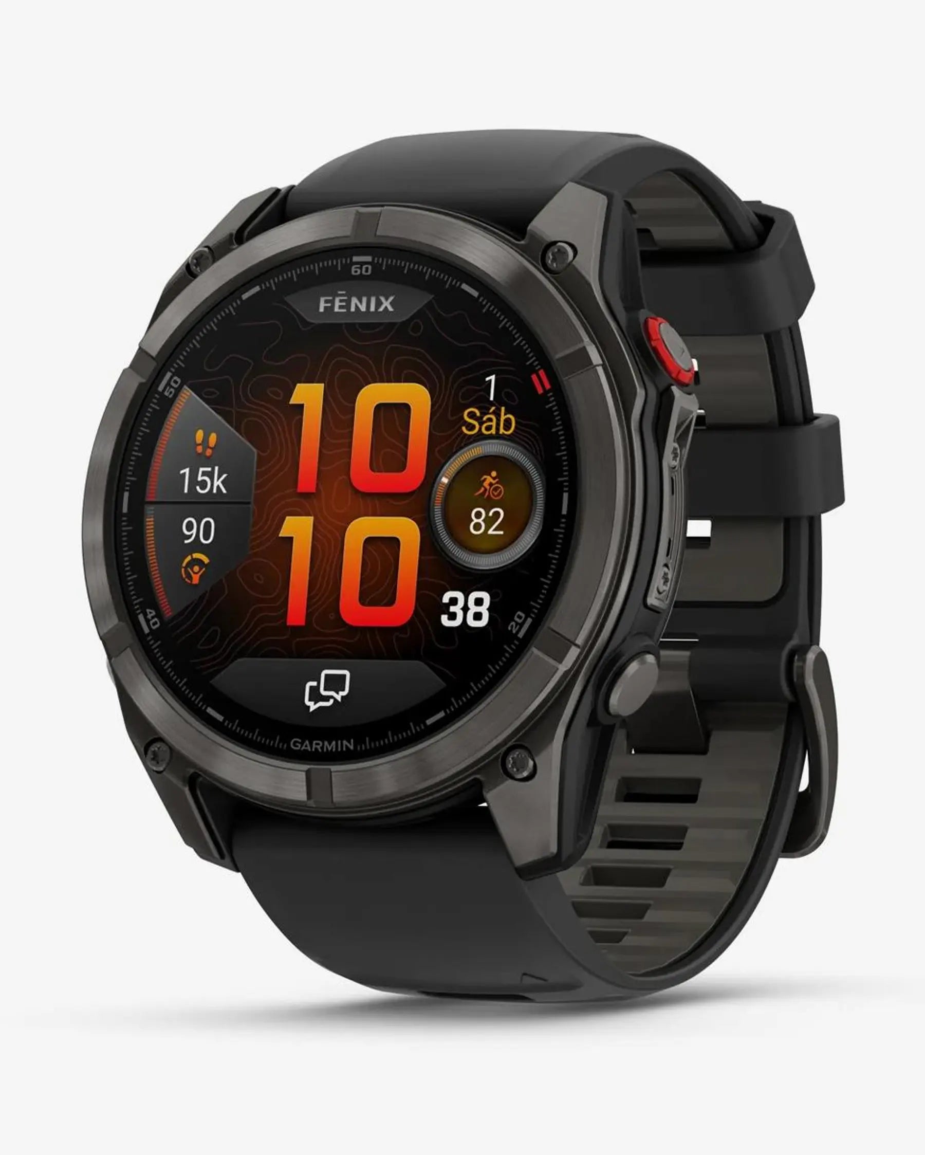 Garmin fēnix 8 Pro AMOLED 51 mm smartwatch titanio gris carbón, zafiro, LTE/satélite, correa negra