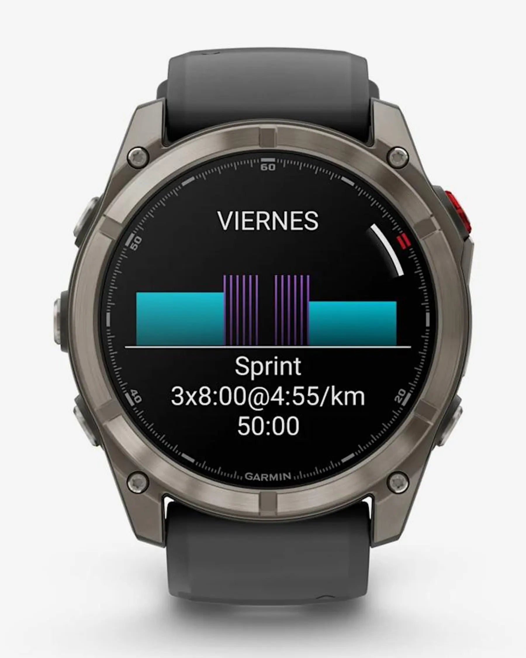 Garmin fēnix 8 Pro AMOLED Zafiro 51 mm smartwatch titanio gris plata correa silicona negro/gris LTE satélite