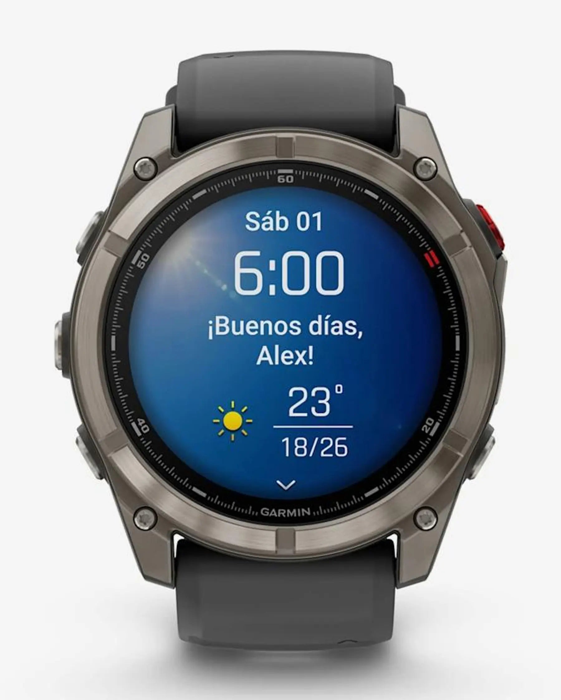 Garmin fēnix 8 Pro AMOLED Zafiro 51 mm smartwatch titanio gris plata correa silicona negro/gris LTE satélite