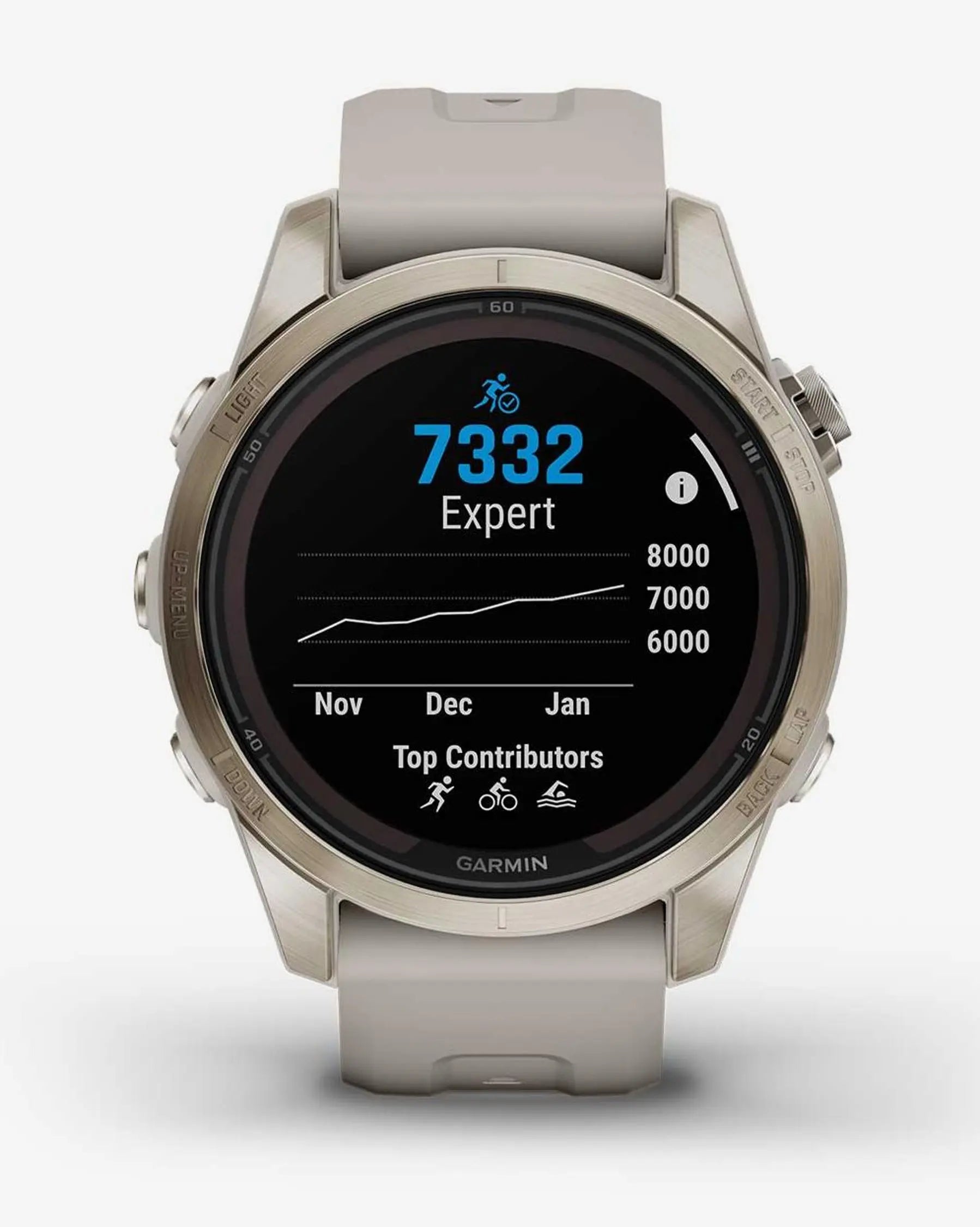 Garmin fēnix 7S Pro Zafiro Solar smartwatch GPS 42 mm oro, correa beige, Bluetooth Wi‑Fi ANT+