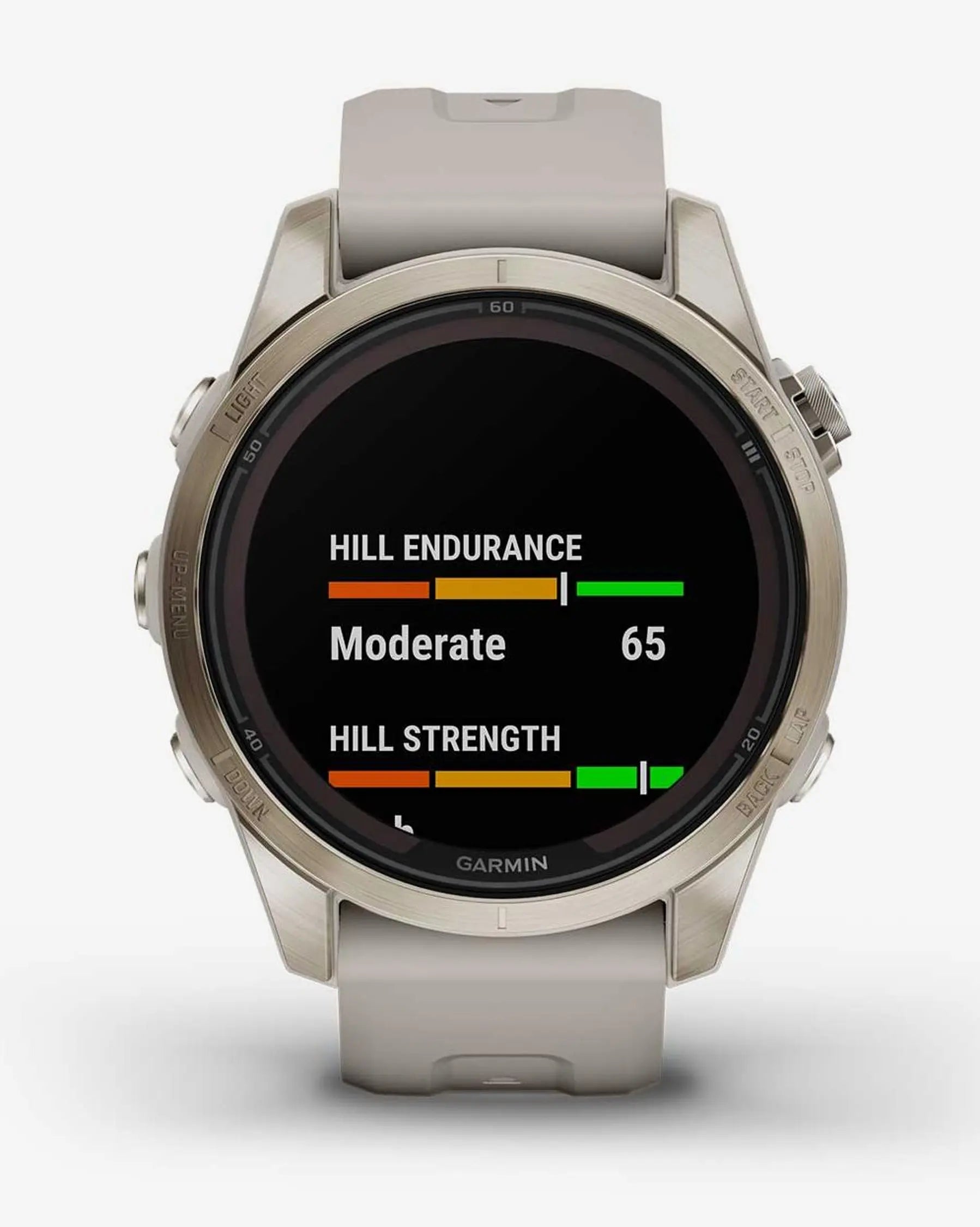 Garmin fēnix 7S Pro Zafiro Solar smartwatch GPS 42 mm oro, correa beige, Bluetooth Wi‑Fi ANT+