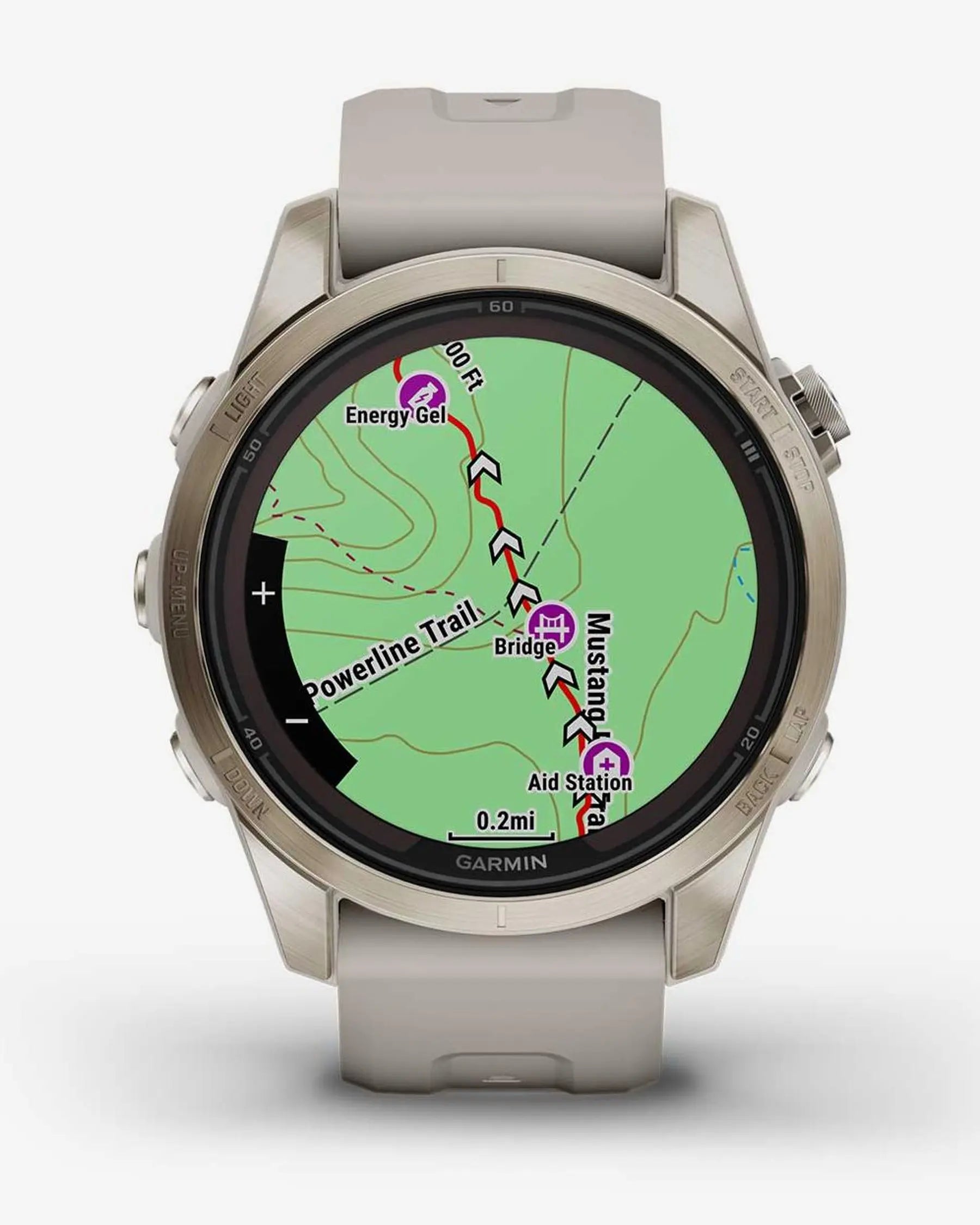 Garmin fēnix 7S Pro Zafiro Solar smartwatch GPS 42 mm oro, correa beige, Bluetooth Wi‑Fi ANT+