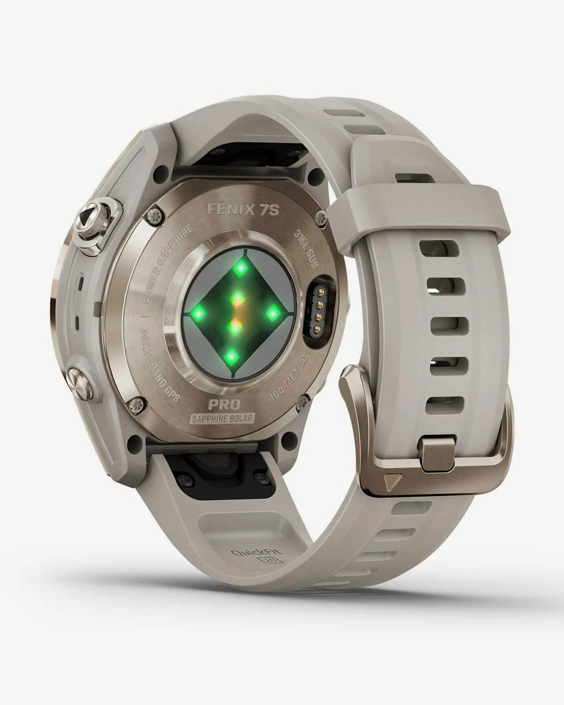 Garmin fēnix 7S Pro Zafiro Solar smartwatch GPS 42 mm oro, correa beige, Bluetooth Wi‑Fi ANT+