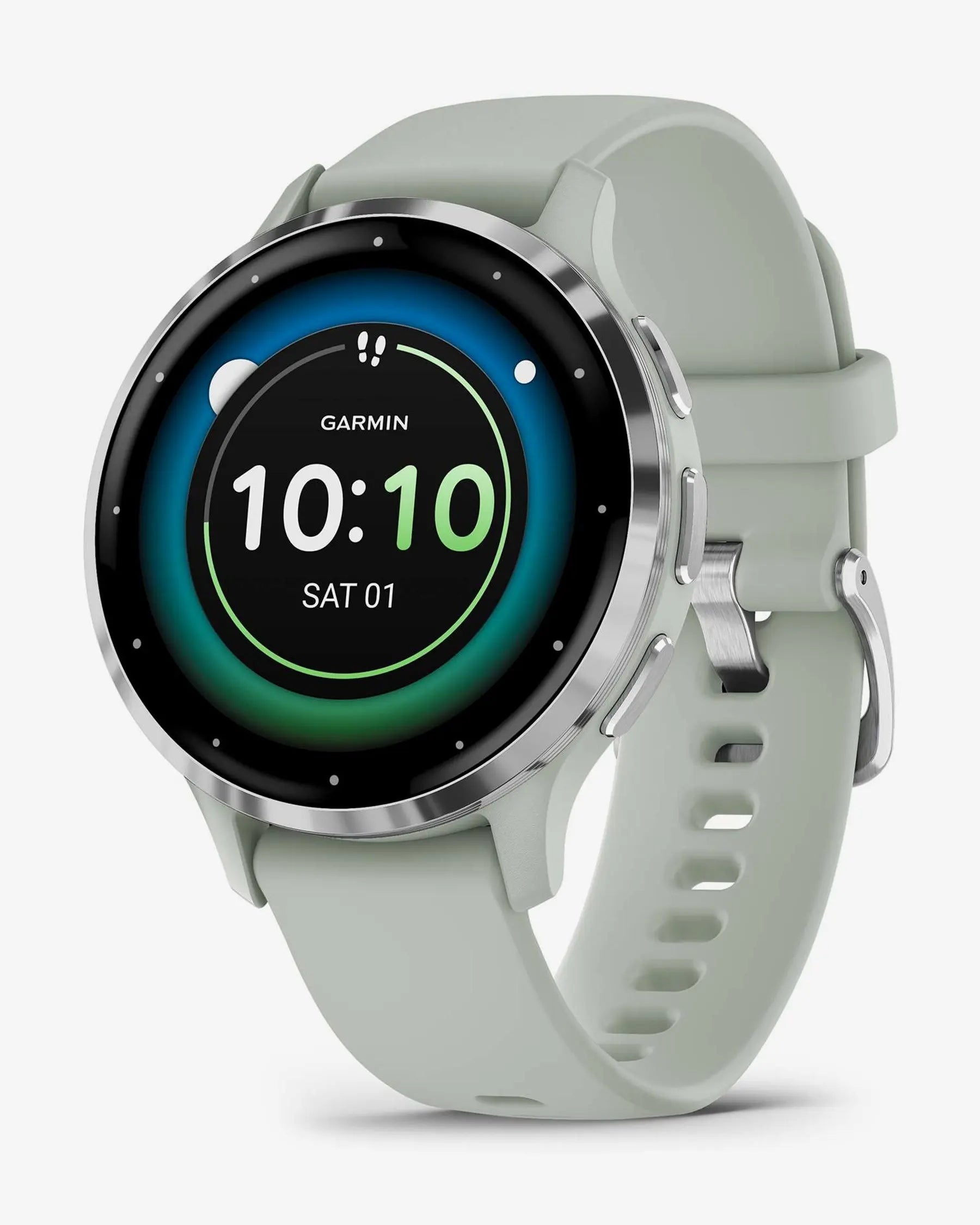 Garmin Venu 3S smartwatch 1.2" AMOLED plata con correa verde pálido, acero inoxidable, Wi‑Fi Bluetooth ANT+