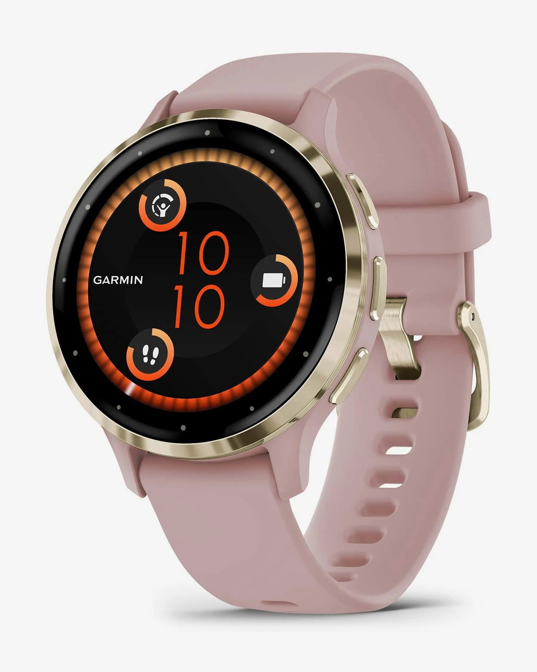 Garmin Venu 3S smartwatch beige oro con correa rosa claro silicona, llamadas y GPS