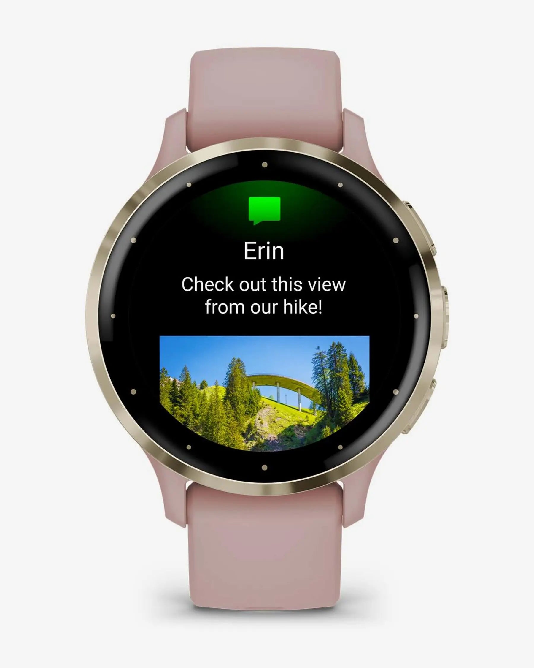 Garmin Venu 3S smartwatch beige oro con correa rosa claro silicona, llamadas y GPS