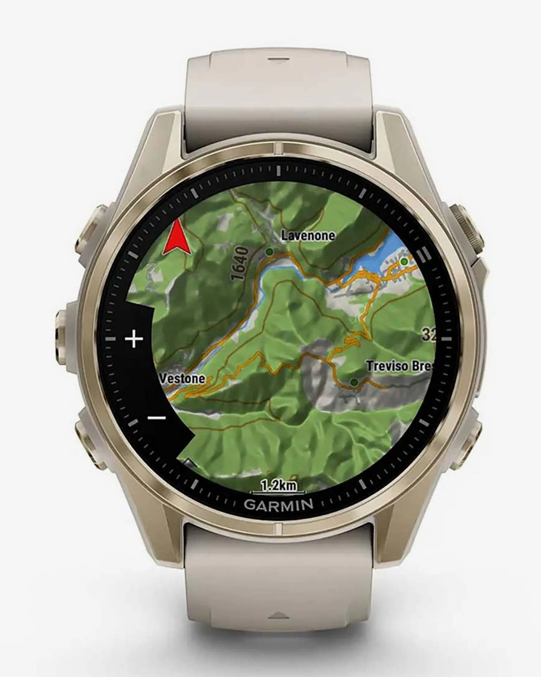 Garmin fēnix 8 AMOLED Zafiro 43 mm smartwatch GPS dorado titanio correa beige Bluetooth ANT+ Wi‑Fi