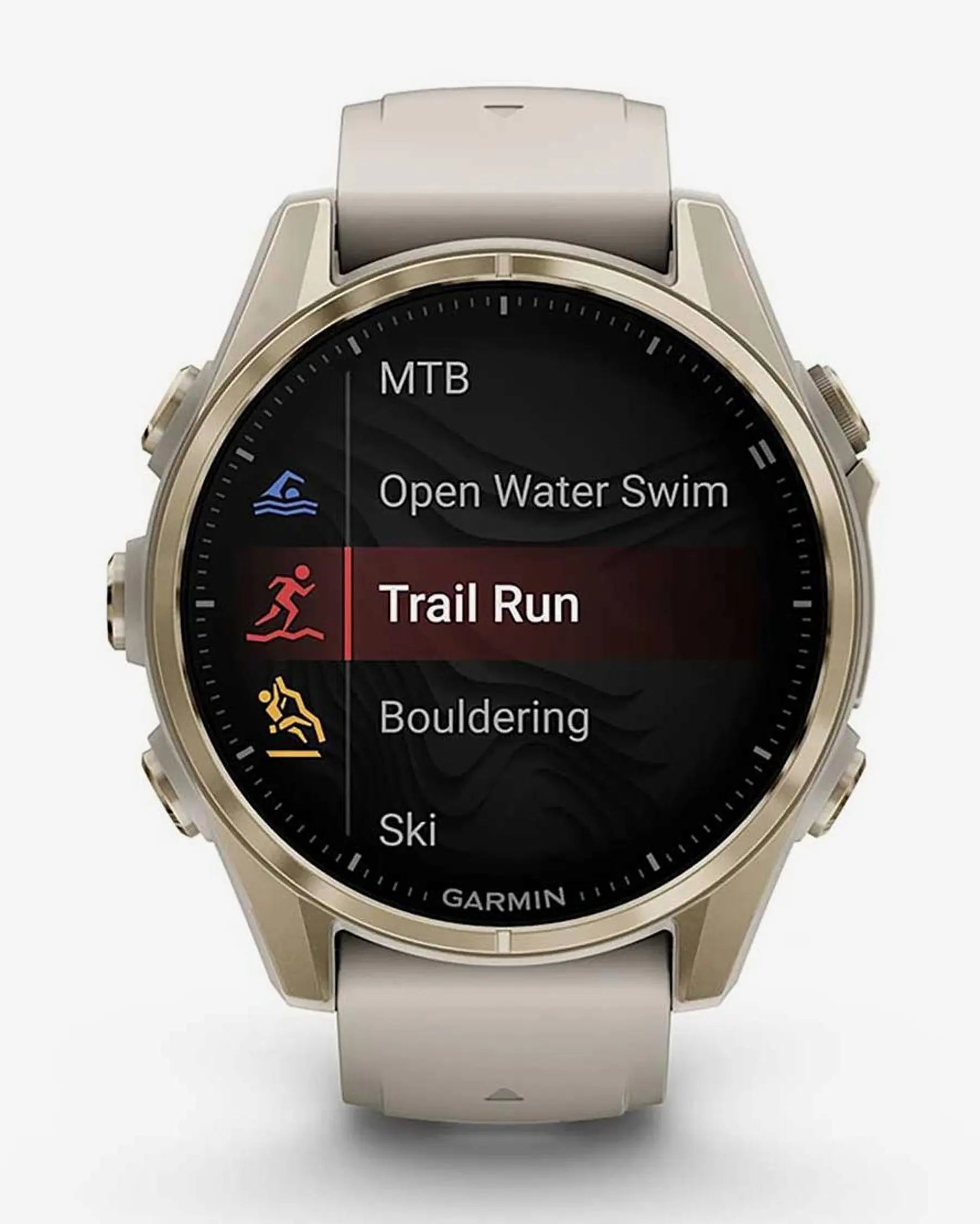 Garmin fēnix 8 AMOLED Zafiro 43 mm smartwatch GPS dorado titanio correa beige Bluetooth ANT+ Wi‑Fi