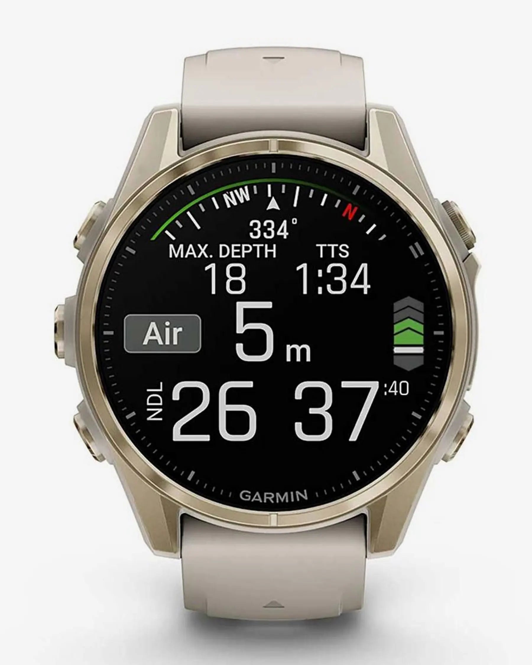 Garmin fēnix 8 AMOLED Zafiro 43 mm smartwatch GPS dorado titanio correa beige Bluetooth ANT+ Wi‑Fi