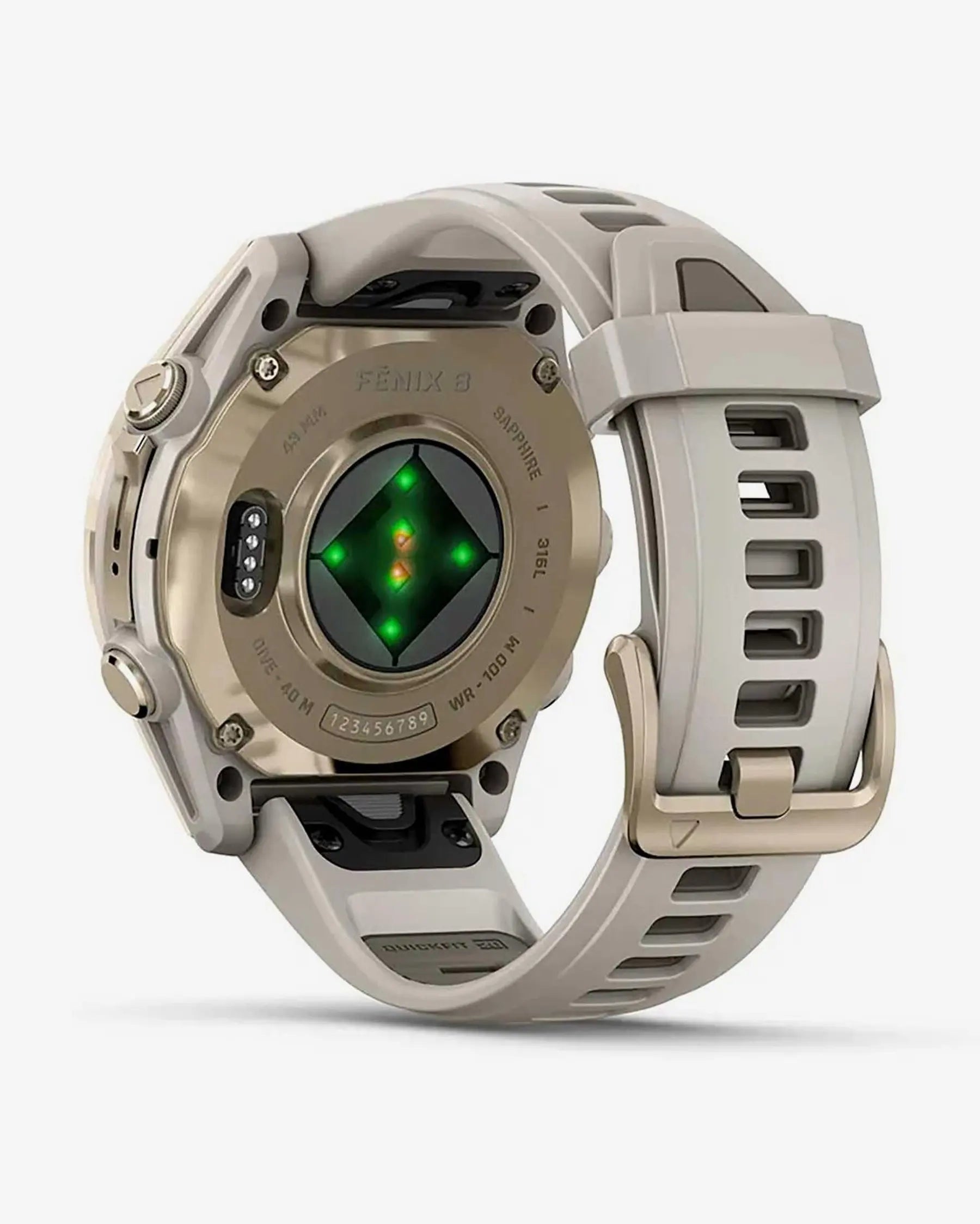 Garmin fēnix 8 AMOLED Zafiro 43 mm smartwatch GPS dorado titanio correa beige Bluetooth ANT+ Wi‑Fi