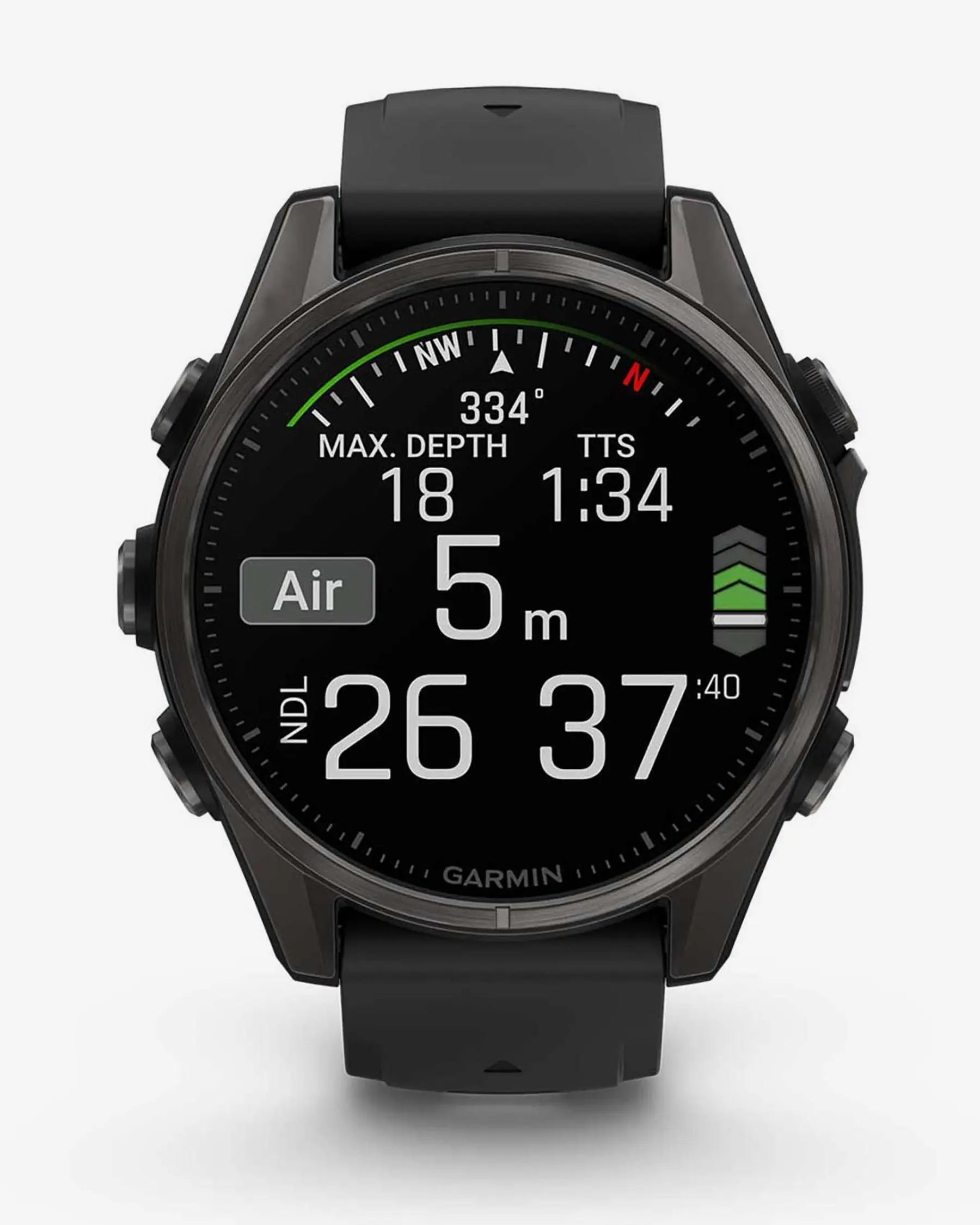 Garmin fēnix 8 AMOLED Zafiro smartwatch GPS 43 mm titanio gris carbón correa negra Bluetooth Wi‑Fi ANT+