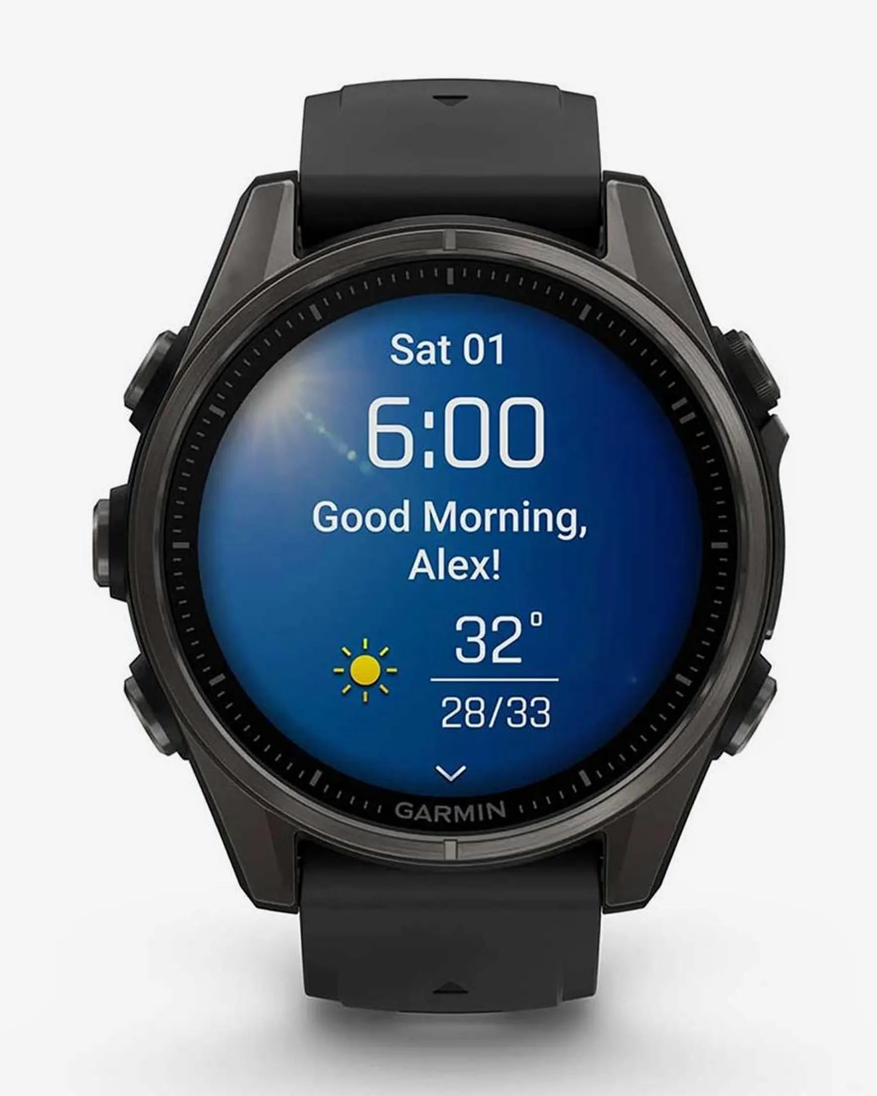 Garmin fēnix 8 AMOLED Zafiro smartwatch GPS 43 mm titanio gris carbón correa negra Bluetooth Wi‑Fi ANT+