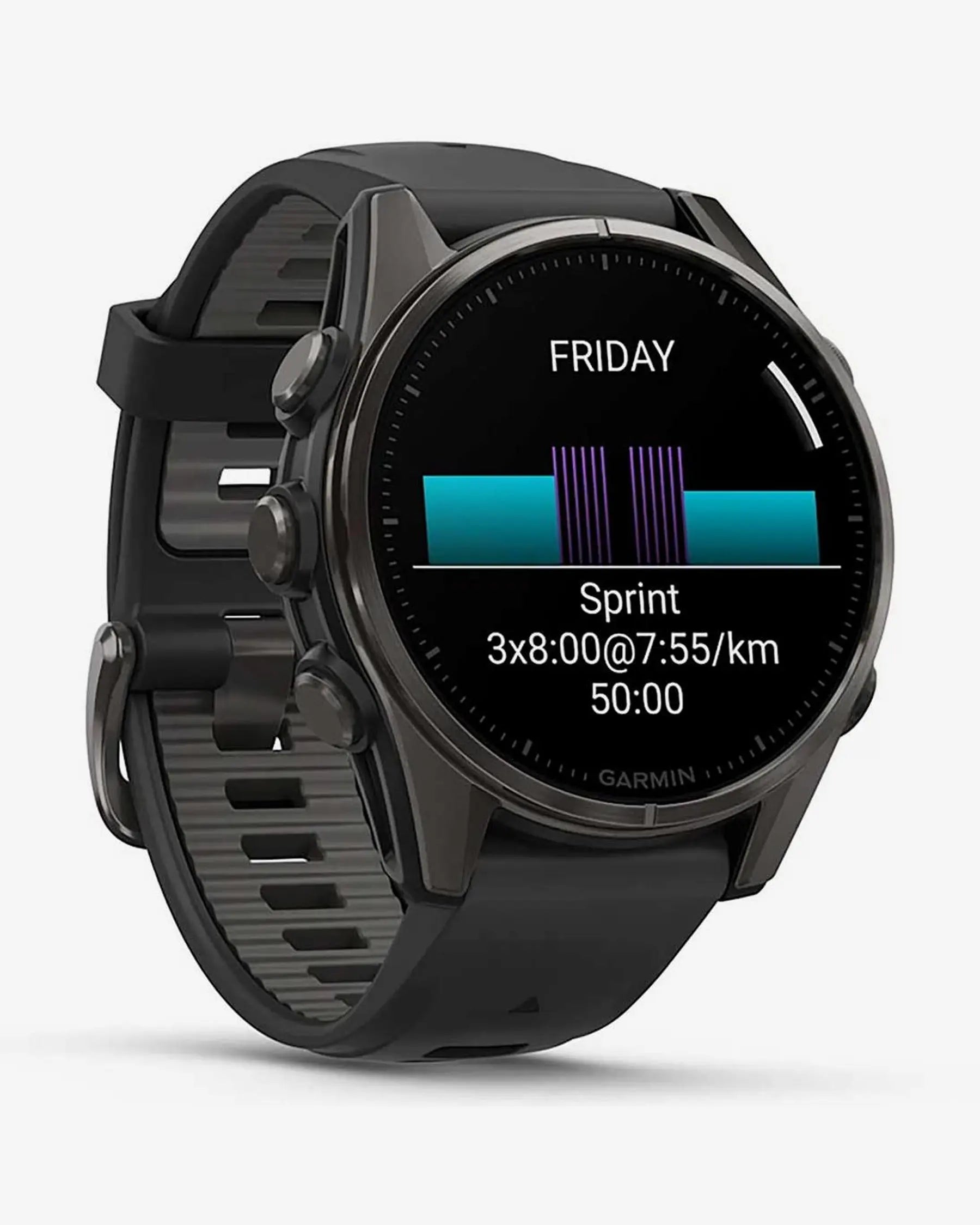 Garmin fēnix 8 AMOLED Zafiro smartwatch GPS 43 mm titanio gris carbón correa negra Bluetooth Wi‑Fi ANT+