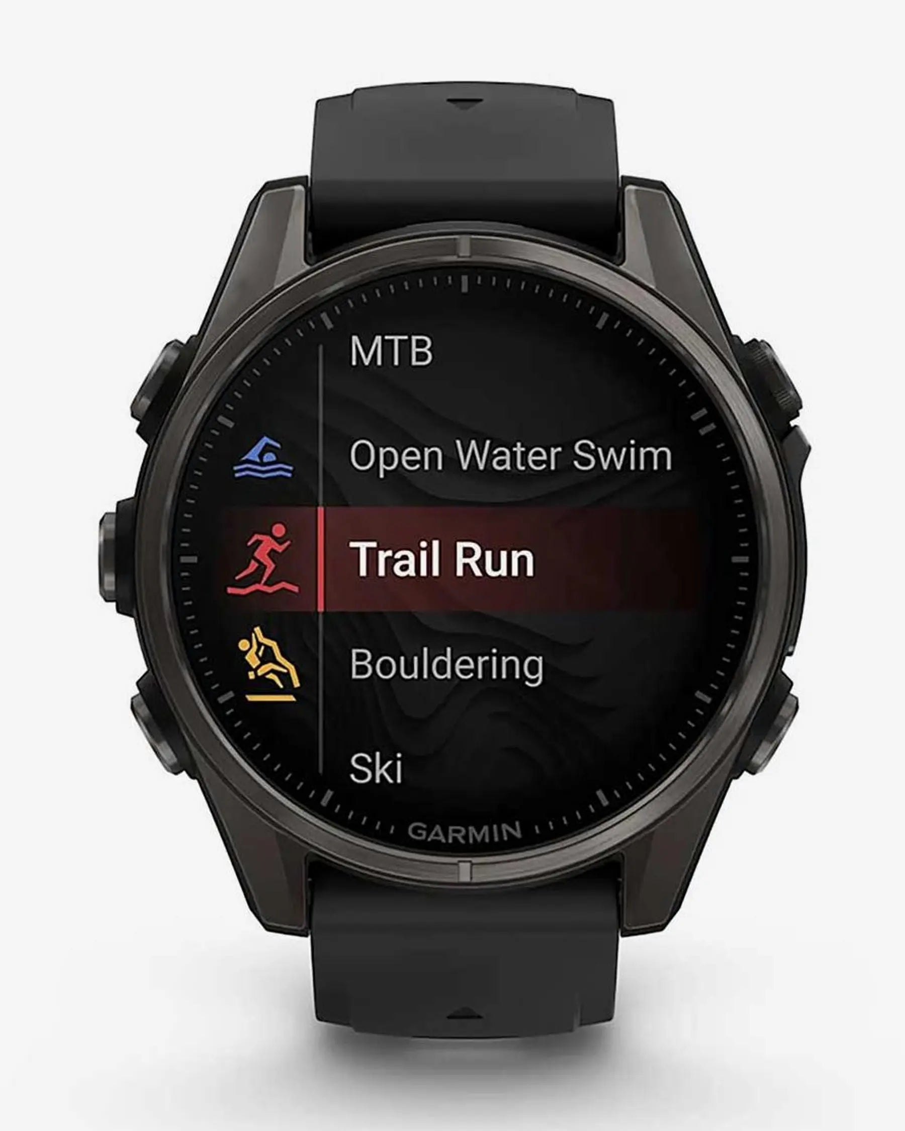 Garmin fēnix 8 AMOLED Zafiro smartwatch GPS 43 mm titanio gris carbón correa negra Bluetooth Wi‑Fi ANT+