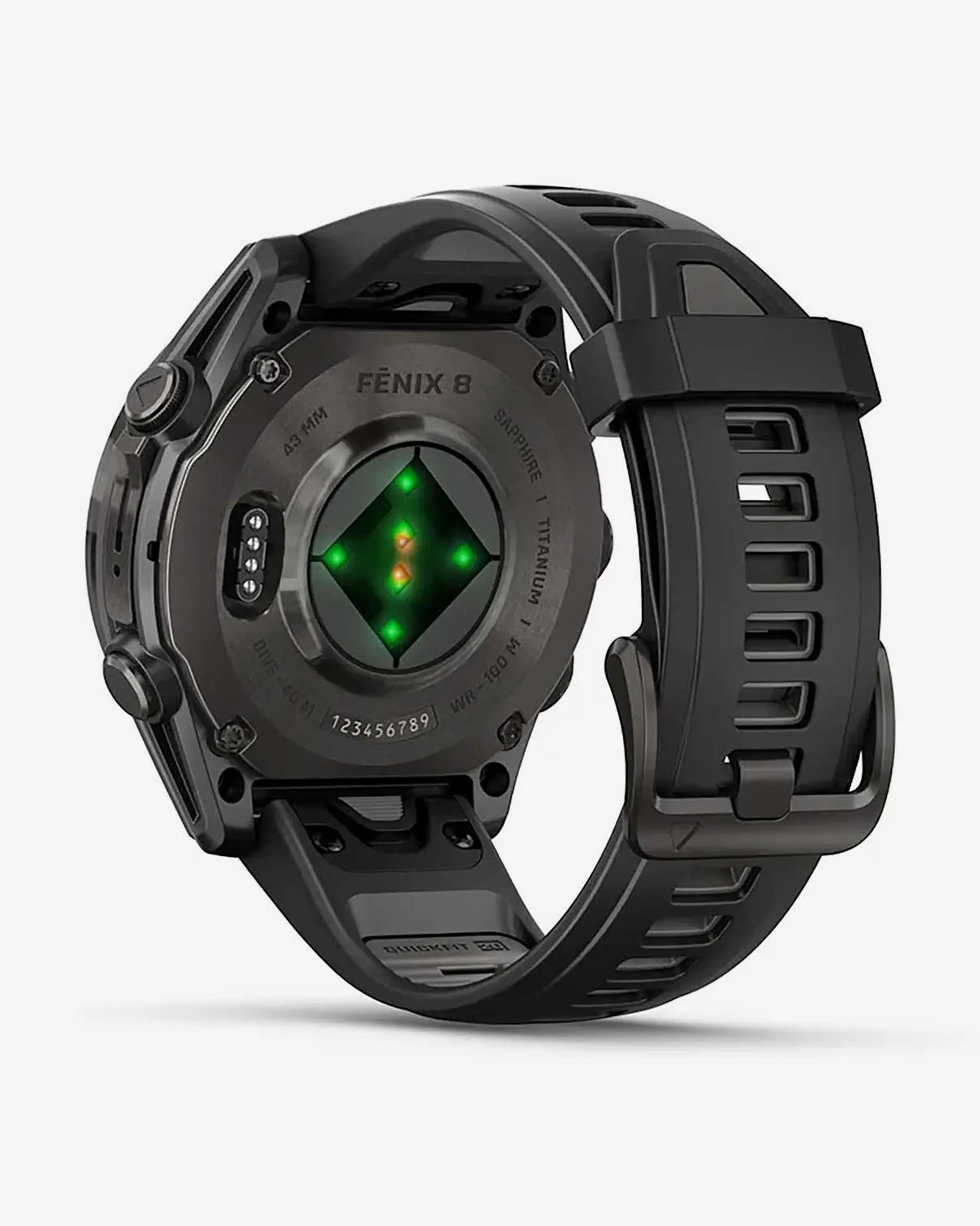 Garmin fēnix 8 AMOLED Zafiro smartwatch GPS 43 mm titanio gris carbón correa negra Bluetooth Wi‑Fi ANT+