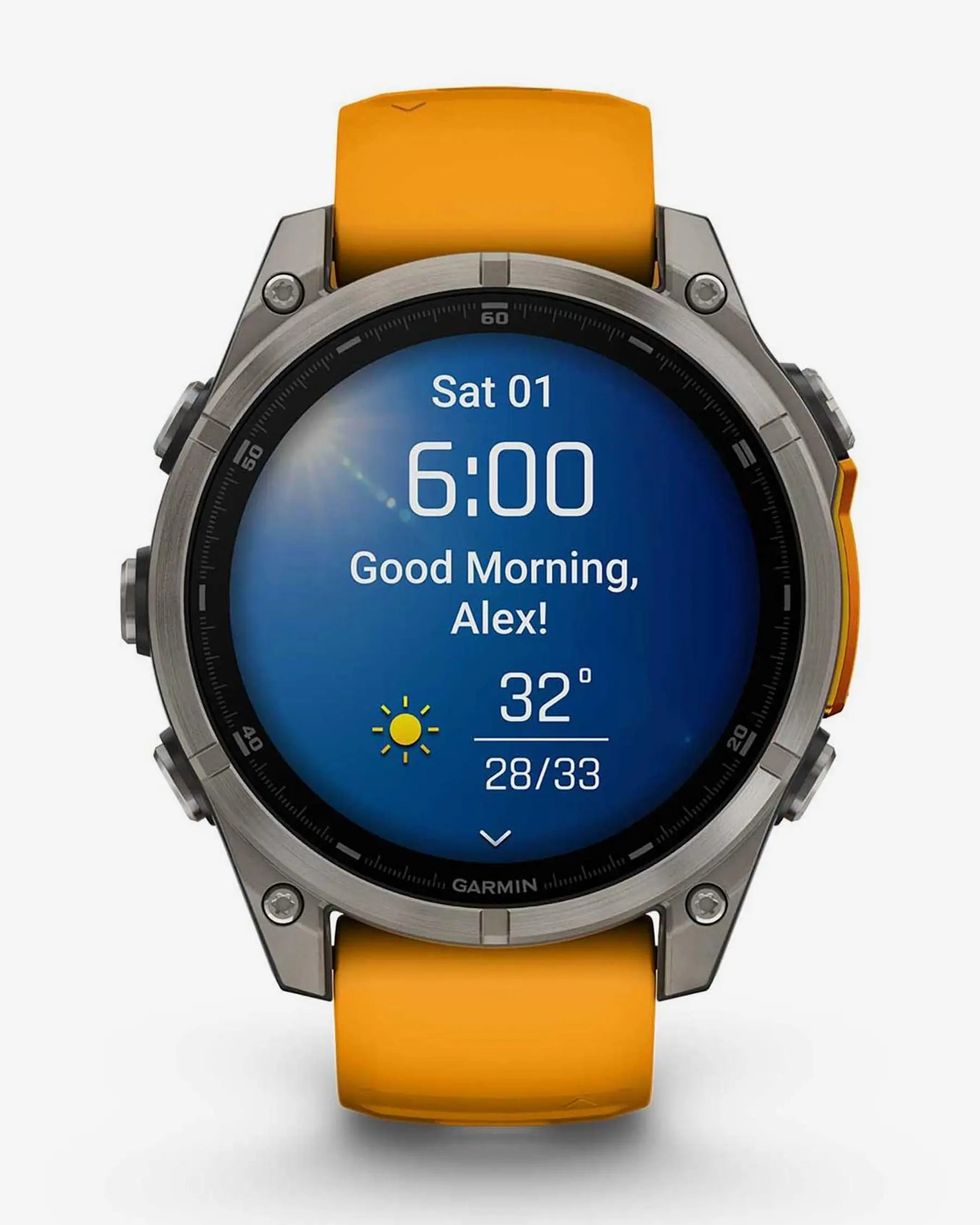 Garmin fēnix 8 AMOLED Zafiro Smartwatch GPS 47 mm titanio plateado correa naranja Bluetooth Wi‑Fi ANT+