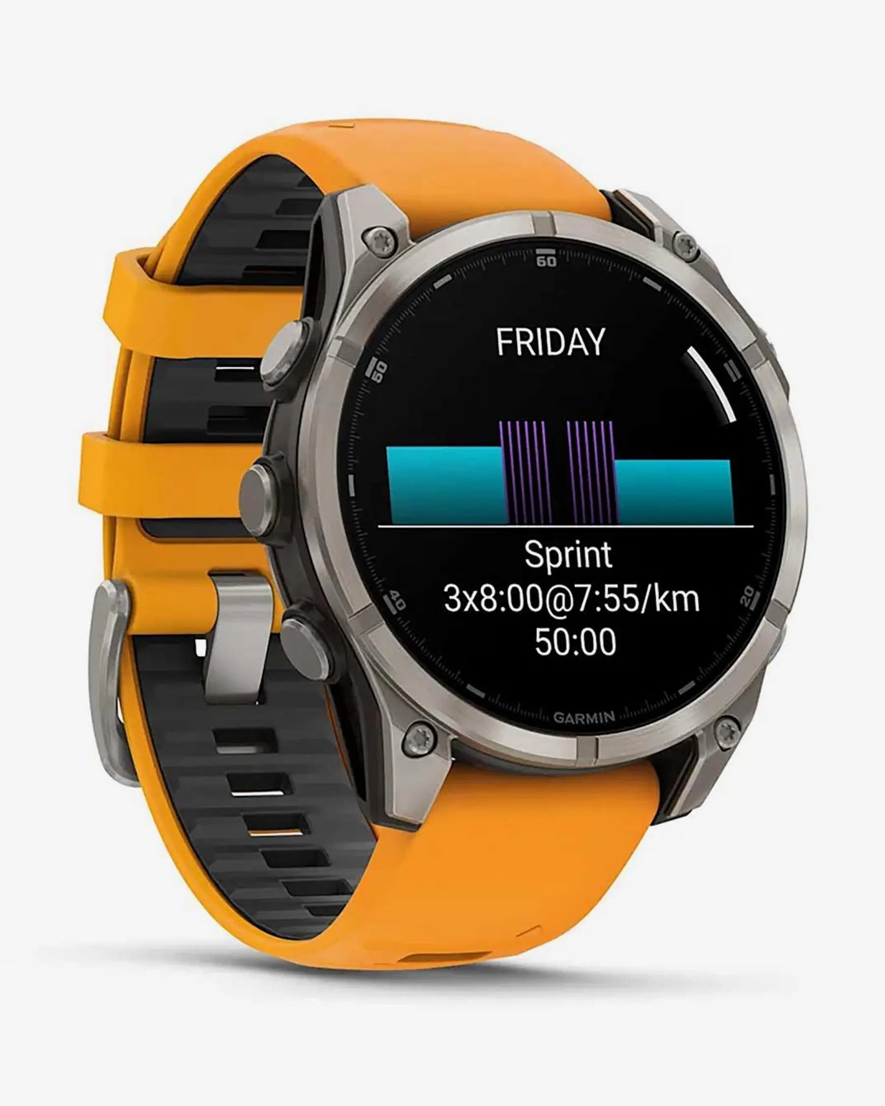 Garmin fēnix 8 AMOLED Zafiro Smartwatch GPS 47 mm titanio plateado correa naranja Bluetooth Wi‑Fi ANT+