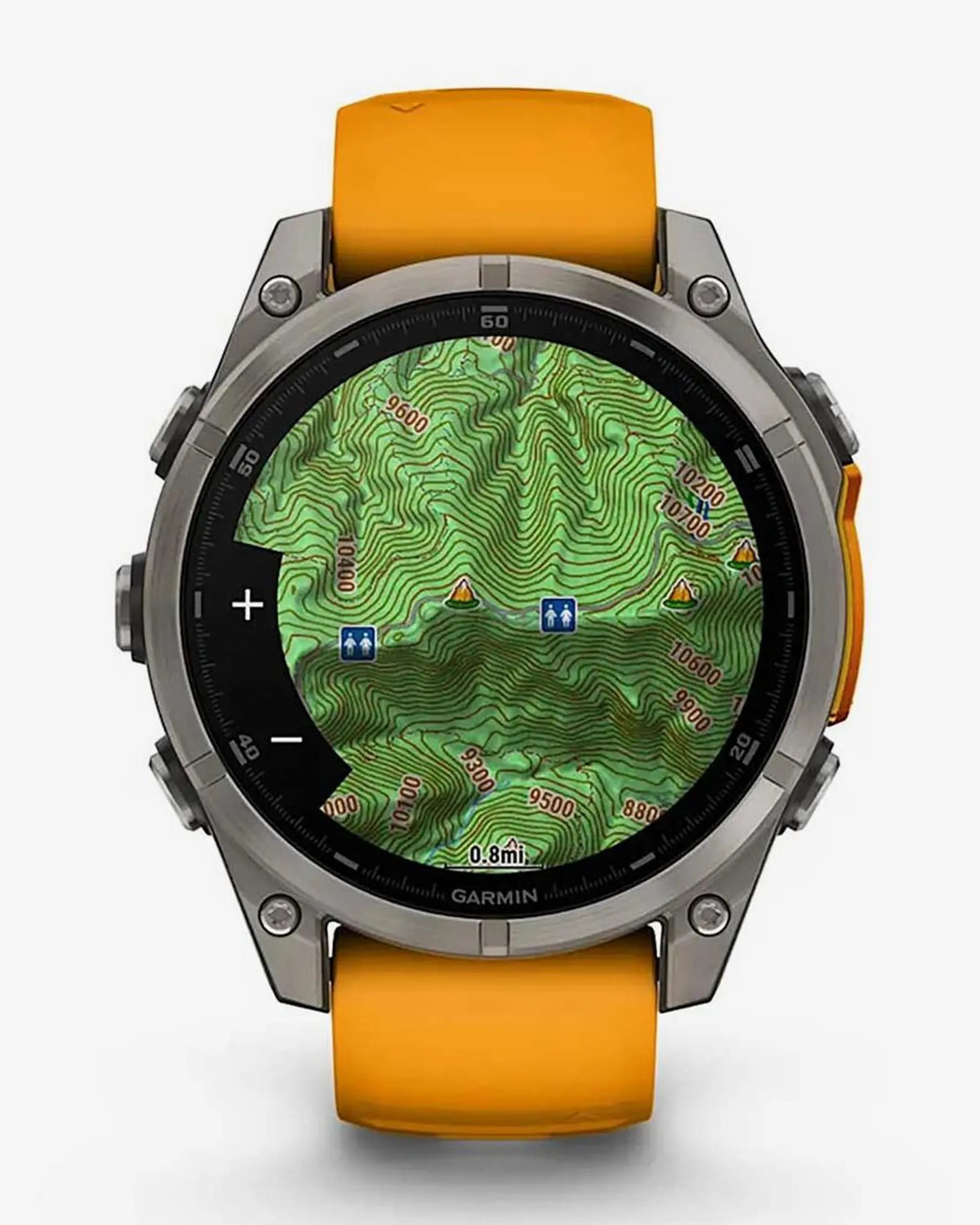 Garmin fēnix 8 AMOLED Zafiro Smartwatch GPS 47 mm titanio plateado correa naranja Bluetooth Wi‑Fi ANT+