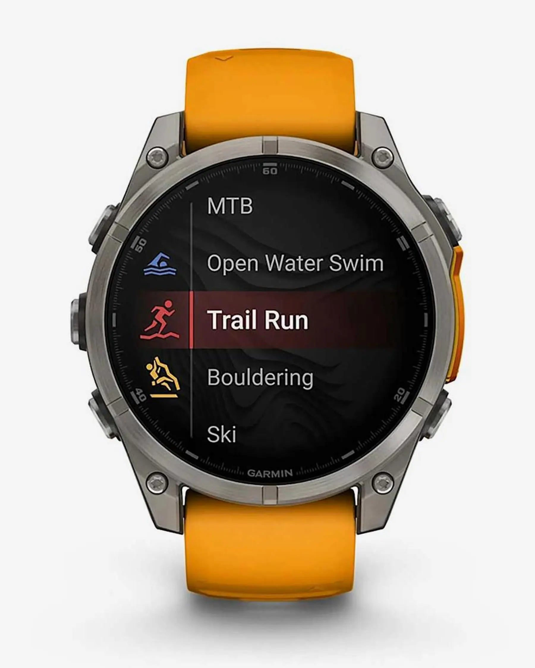 Garmin fēnix 8 AMOLED Zafiro Smartwatch GPS 47 mm titanio plateado correa naranja Bluetooth Wi‑Fi ANT+