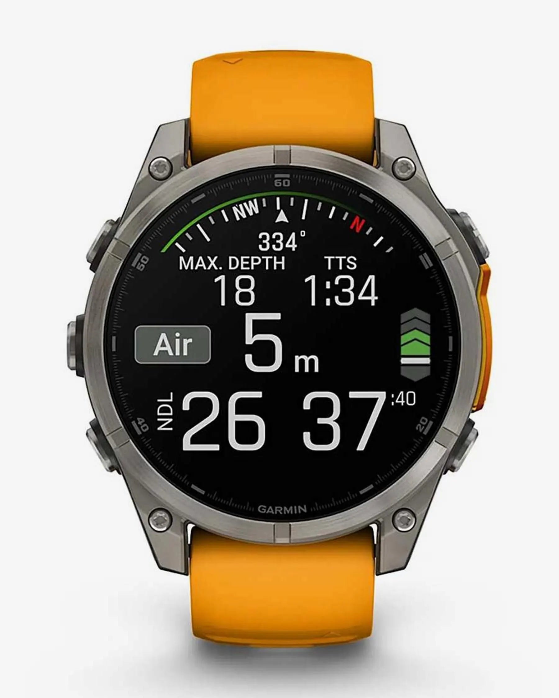 Garmin fēnix 8 AMOLED Zafiro Smartwatch GPS 47 mm titanio plateado correa naranja Bluetooth Wi‑Fi ANT+