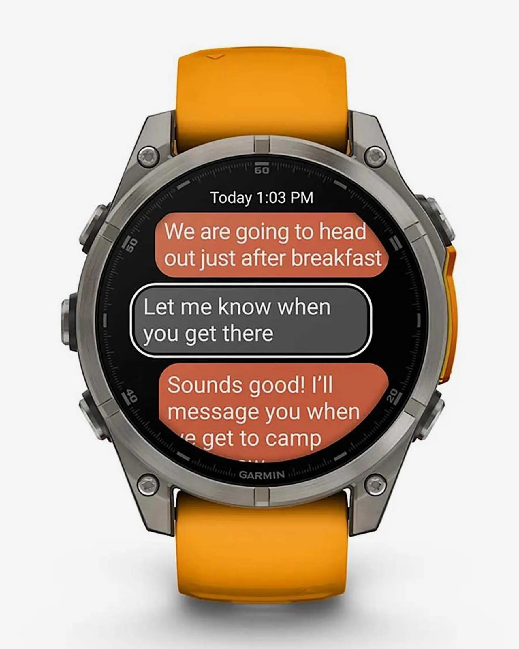 Garmin fēnix 8 AMOLED Zafiro Smartwatch GPS 47 mm titanio plateado correa naranja Bluetooth Wi‑Fi ANT+