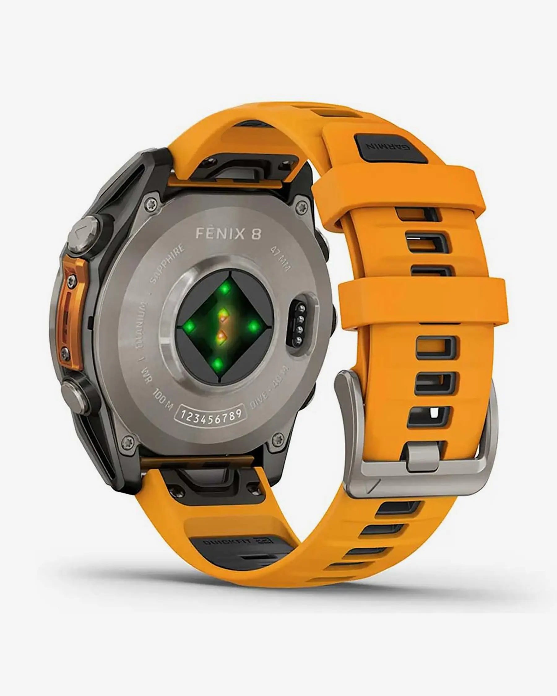 Garmin fēnix 8 AMOLED Zafiro Smartwatch GPS 47 mm titanio plateado correa naranja Bluetooth Wi‑Fi ANT+