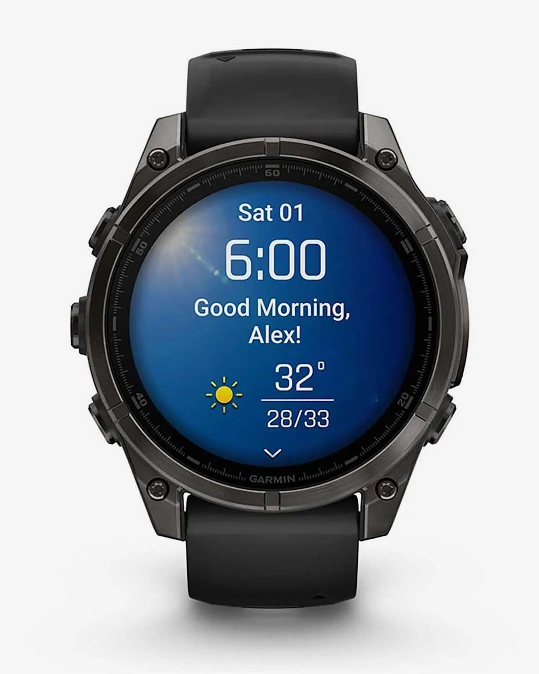 Garmin fēnix 8 AMOLED Zafiro smartwatch GPS 47 mm titanio gris carbón correa negra Bluetooth Wi‑Fi ANT+