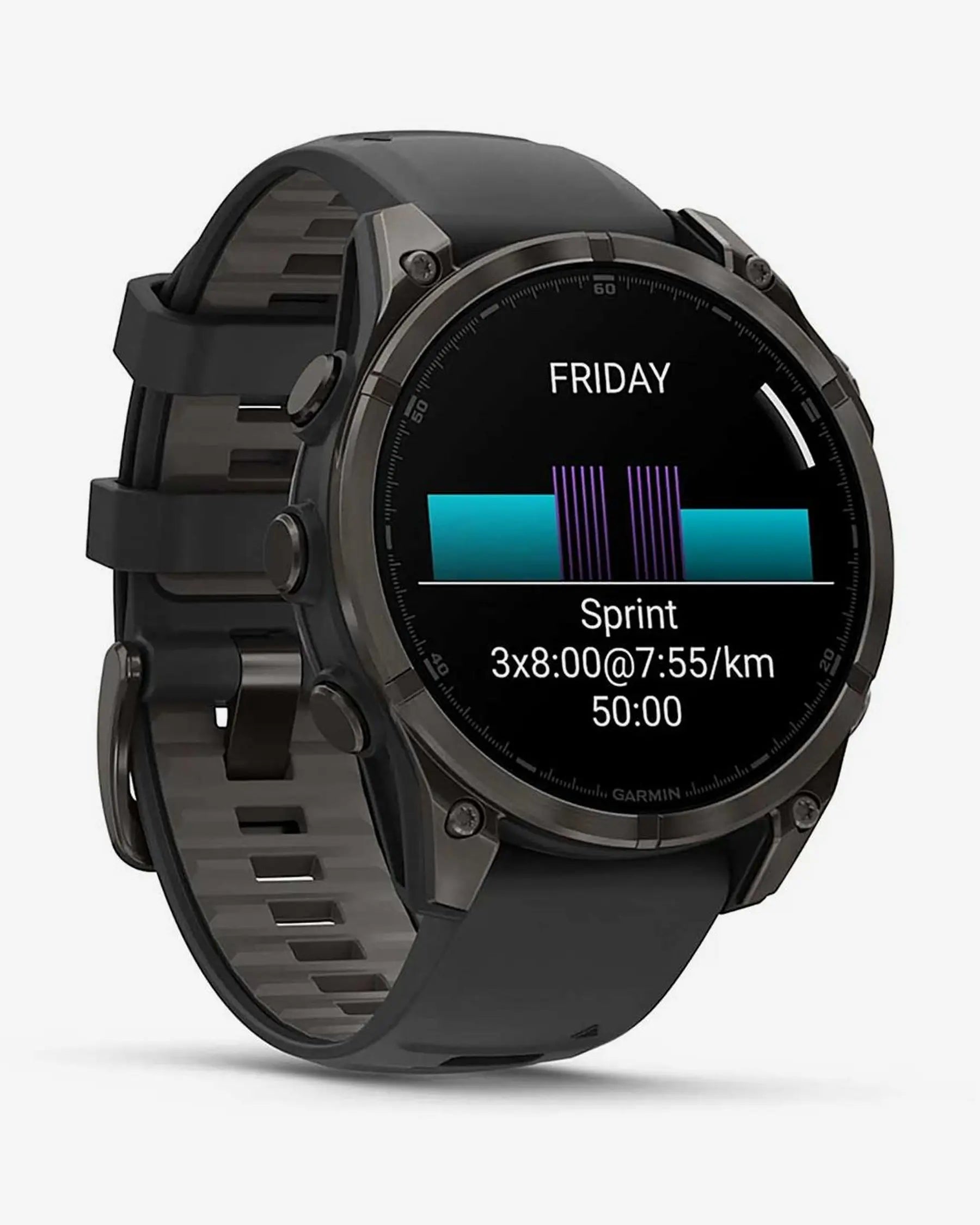 Garmin fēnix 8 AMOLED Zafiro smartwatch GPS 47 mm titanio gris carbón correa negra Bluetooth Wi‑Fi ANT+