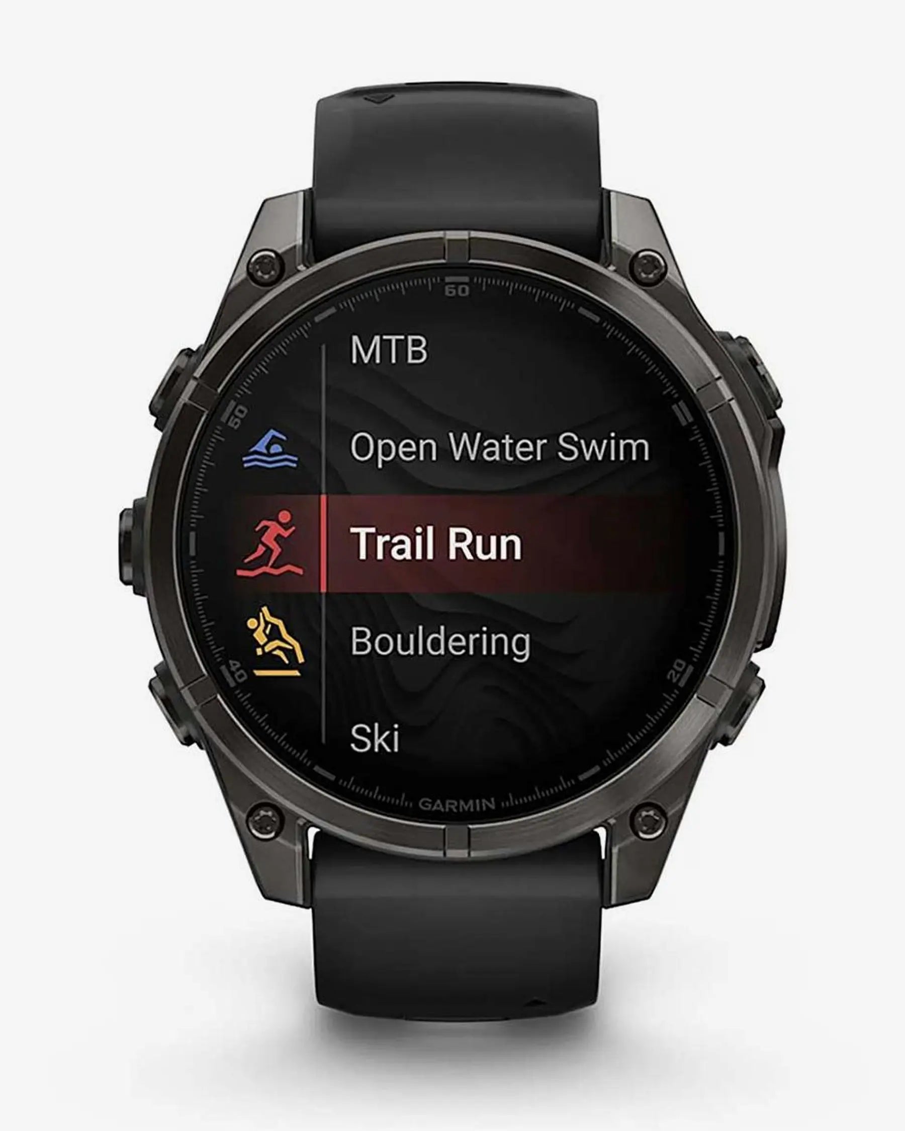 Garmin fēnix 8 AMOLED Zafiro smartwatch GPS 47 mm titanio gris carbón correa negra Bluetooth Wi‑Fi ANT+