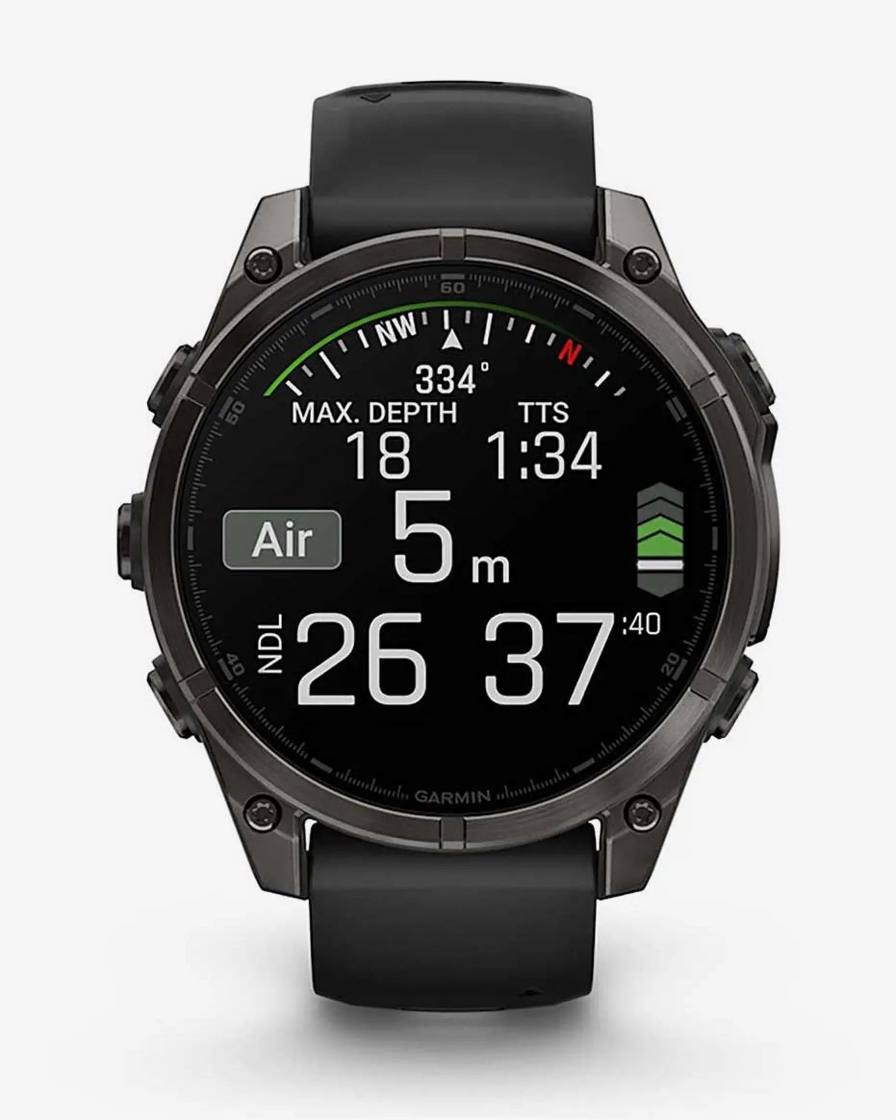Garmin fēnix 8 AMOLED Zafiro smartwatch GPS 47 mm titanio gris carbón correa negra Bluetooth Wi‑Fi ANT+