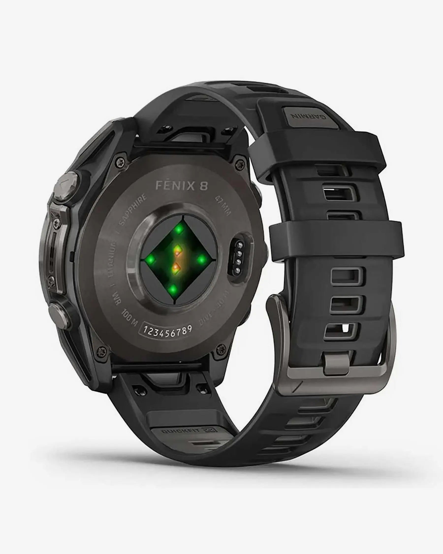 Garmin fēnix 8 AMOLED Zafiro smartwatch GPS 47 mm titanio gris carbón correa negra Bluetooth Wi‑Fi ANT+