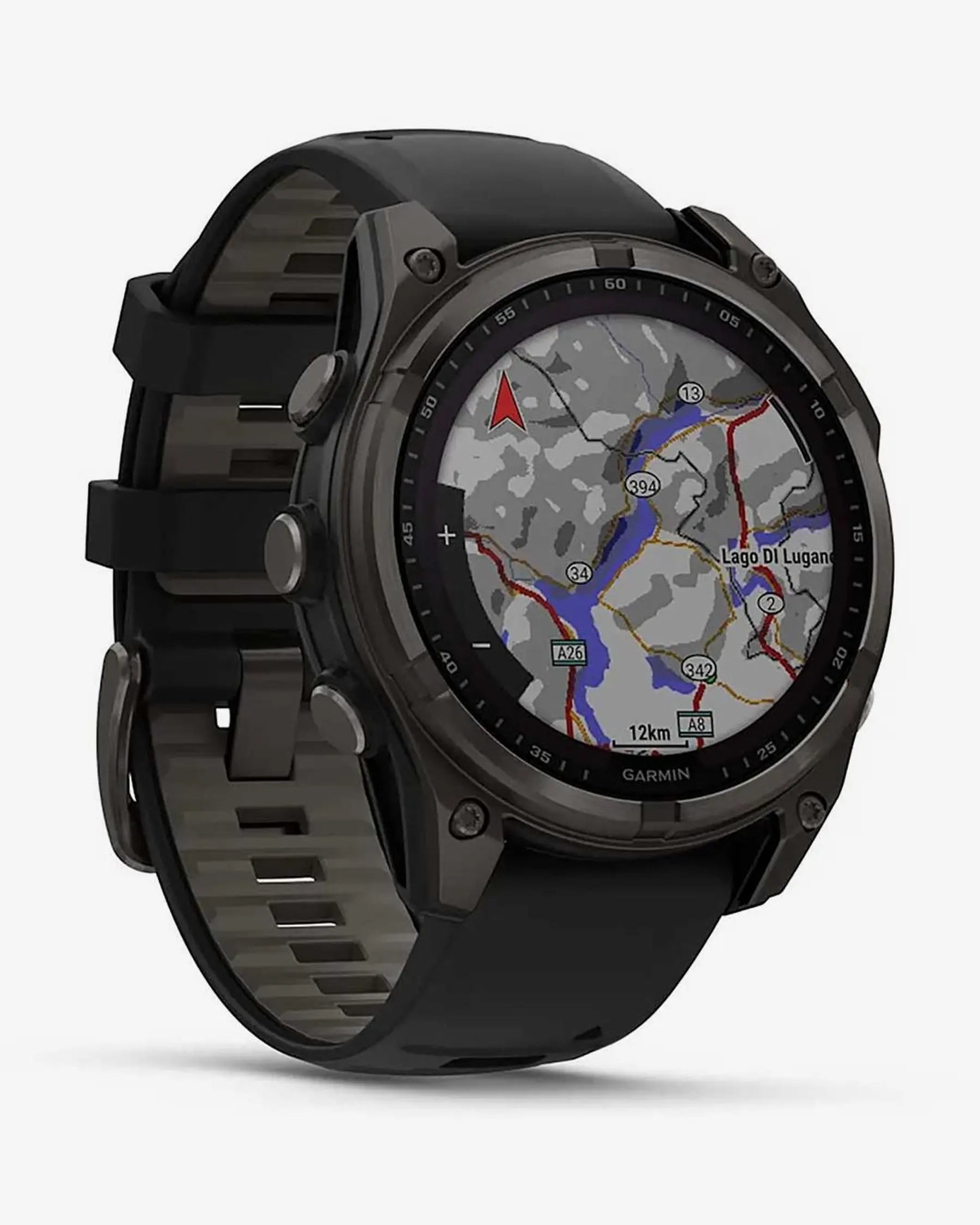 Garmin fēnix 8 Zafiro Solar smartwatch GPS 47 mm titanio gris carbón, correa negra, Bluetooth ANT+ Wi‑Fi