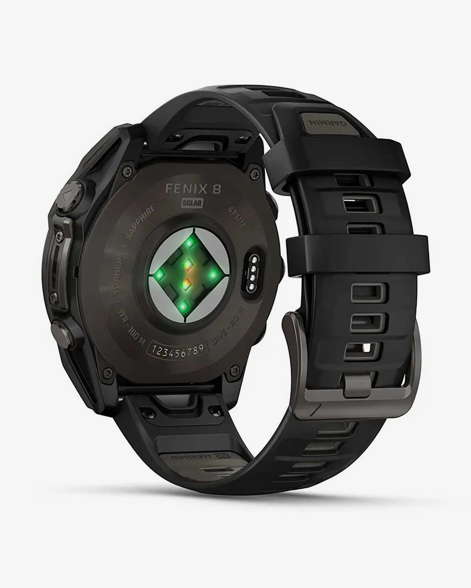 Garmin fēnix 8 Zafiro Solar smartwatch GPS 47 mm titanio gris carbón, correa negra, Bluetooth ANT+ Wi‑Fi