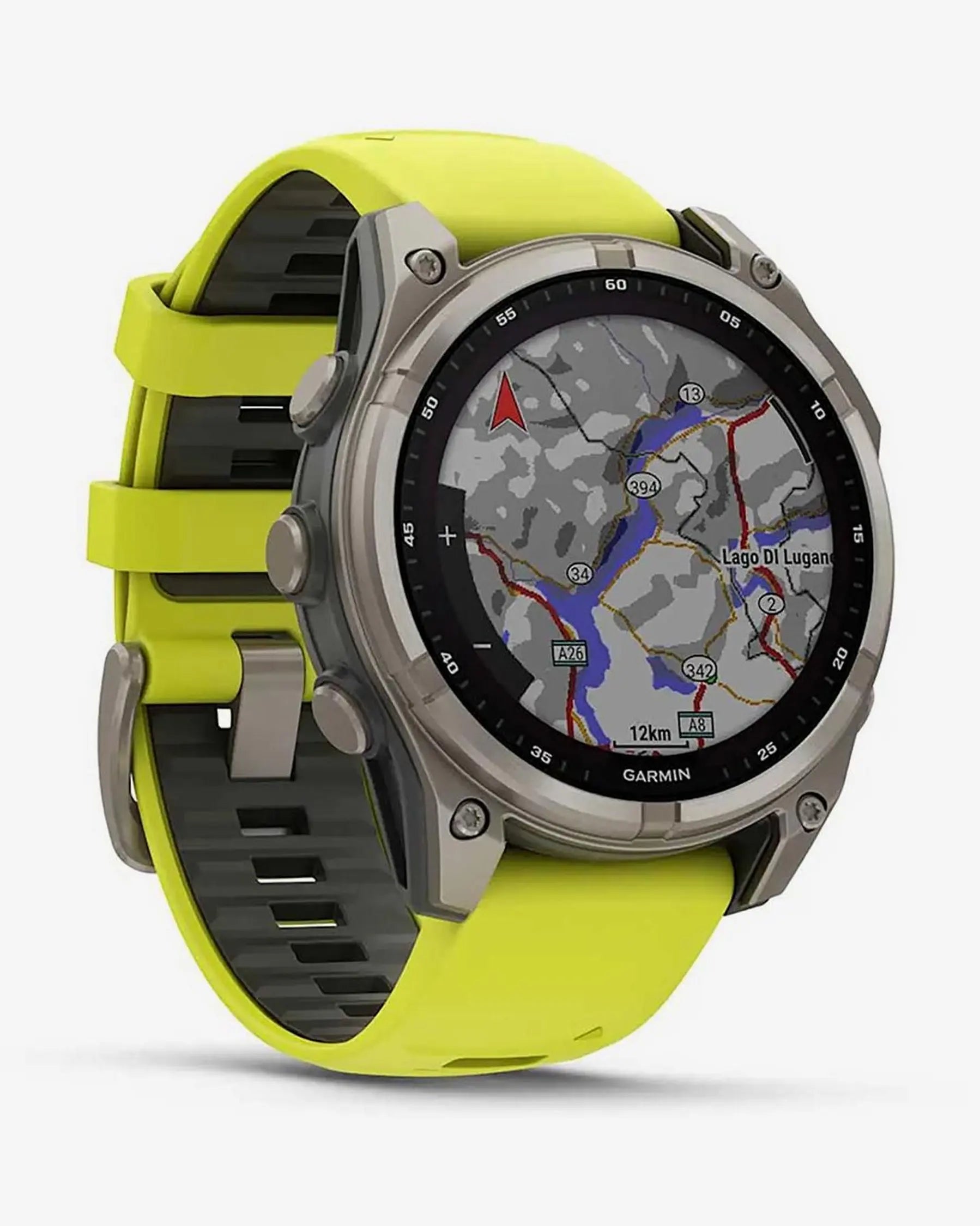 Garmin fēnix 8 Zafiro Solar smartwatch GPS 47 mm titanio gris correa silicona amarilla Bluetooth ANT+ Wi‑Fi