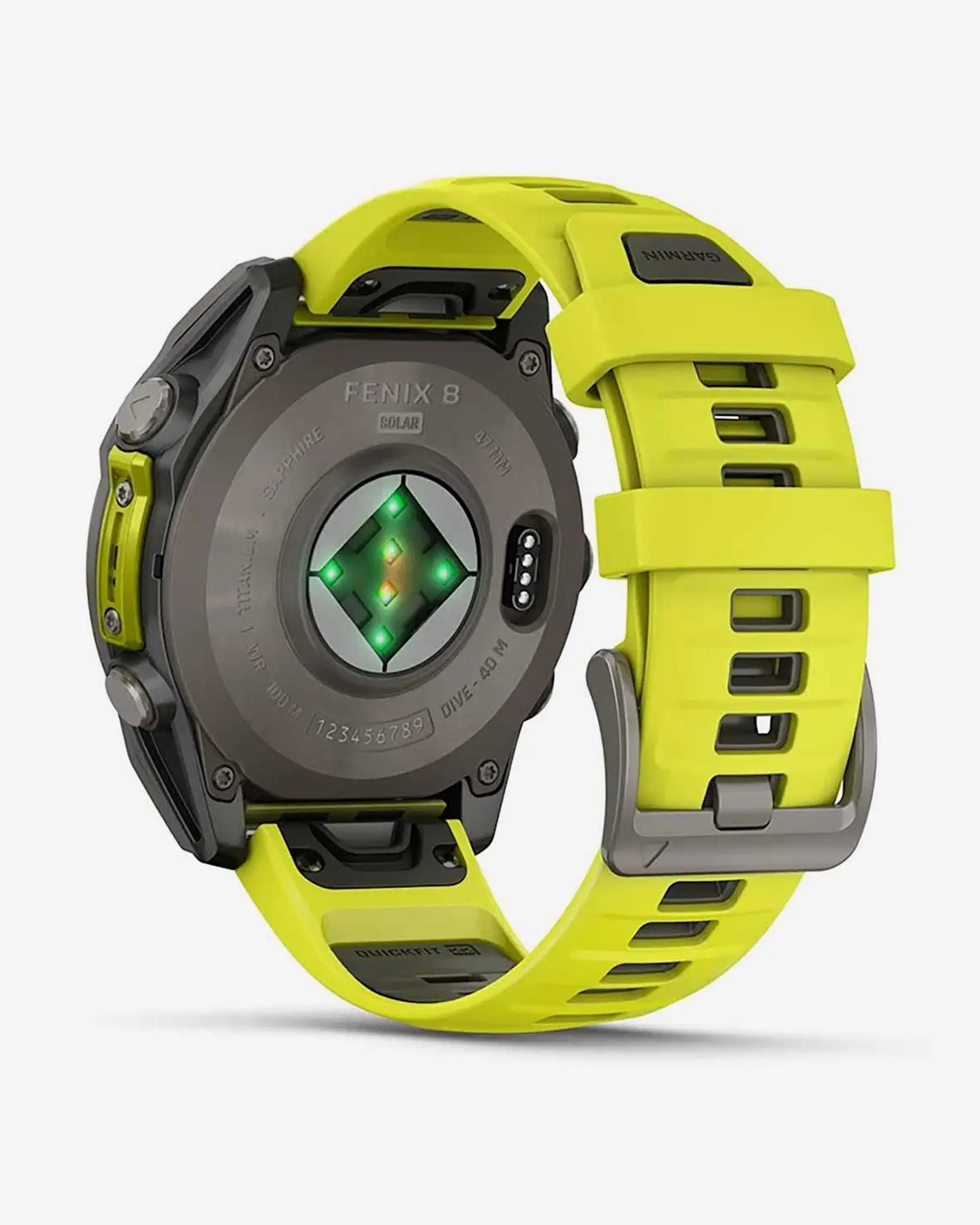 Garmin fēnix 8 Zafiro Solar smartwatch GPS 47 mm titanio gris correa silicona amarilla Bluetooth ANT+ Wi‑Fi