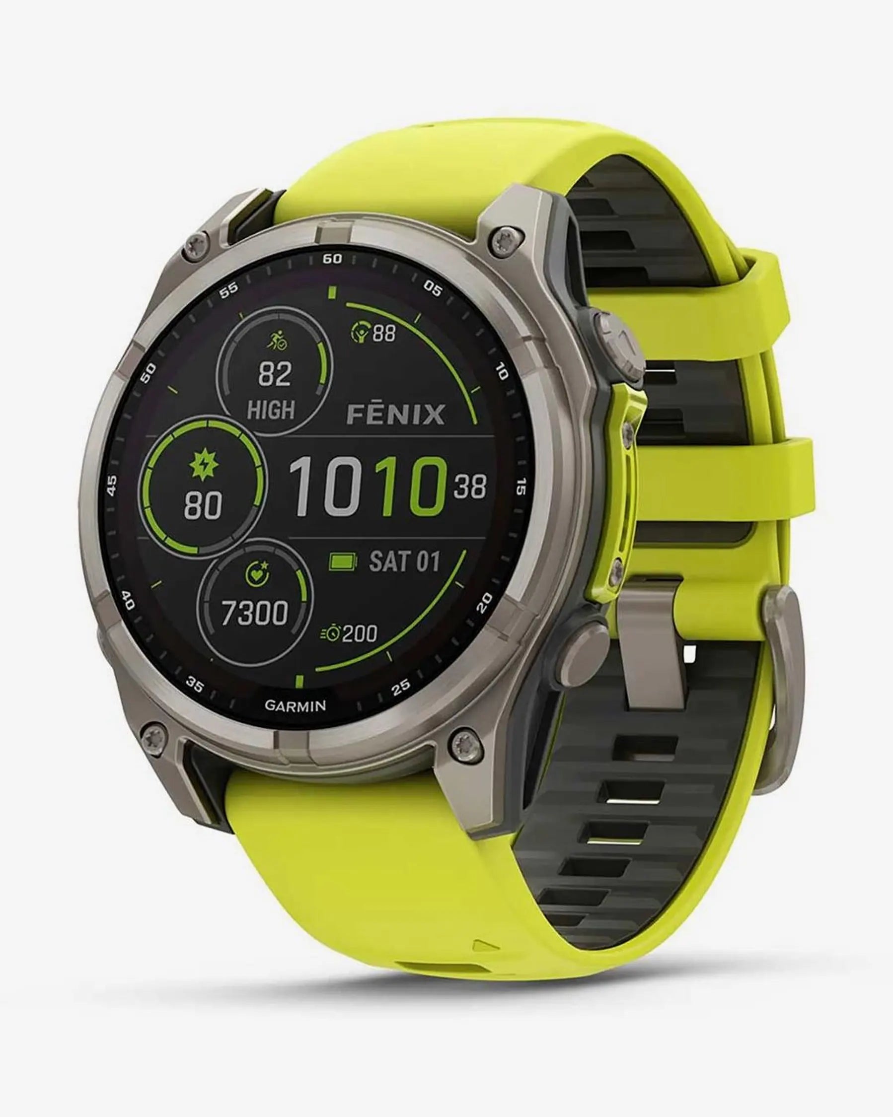 Garmin fēnix 8 Zafiro Solar smartwatch GPS 47 mm titanio gris correa silicona amarilla Bluetooth ANT+ Wi‑Fi