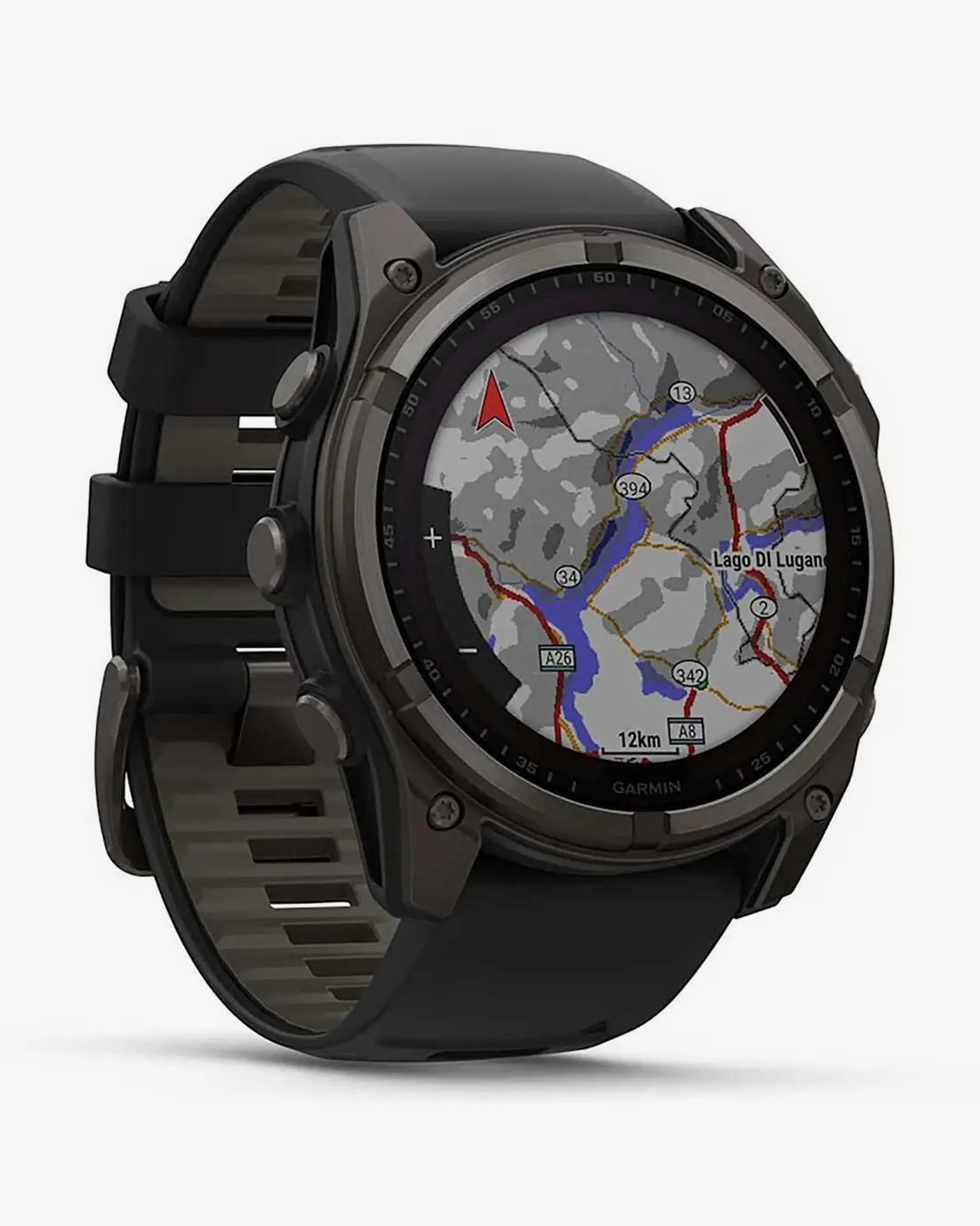 Garmin fēnix 8 Zafiro Solar smartwatch GPS 51 mm titanio gris carbón, correa silicona negra, Bluetooth ANT+ Wi‑Fi