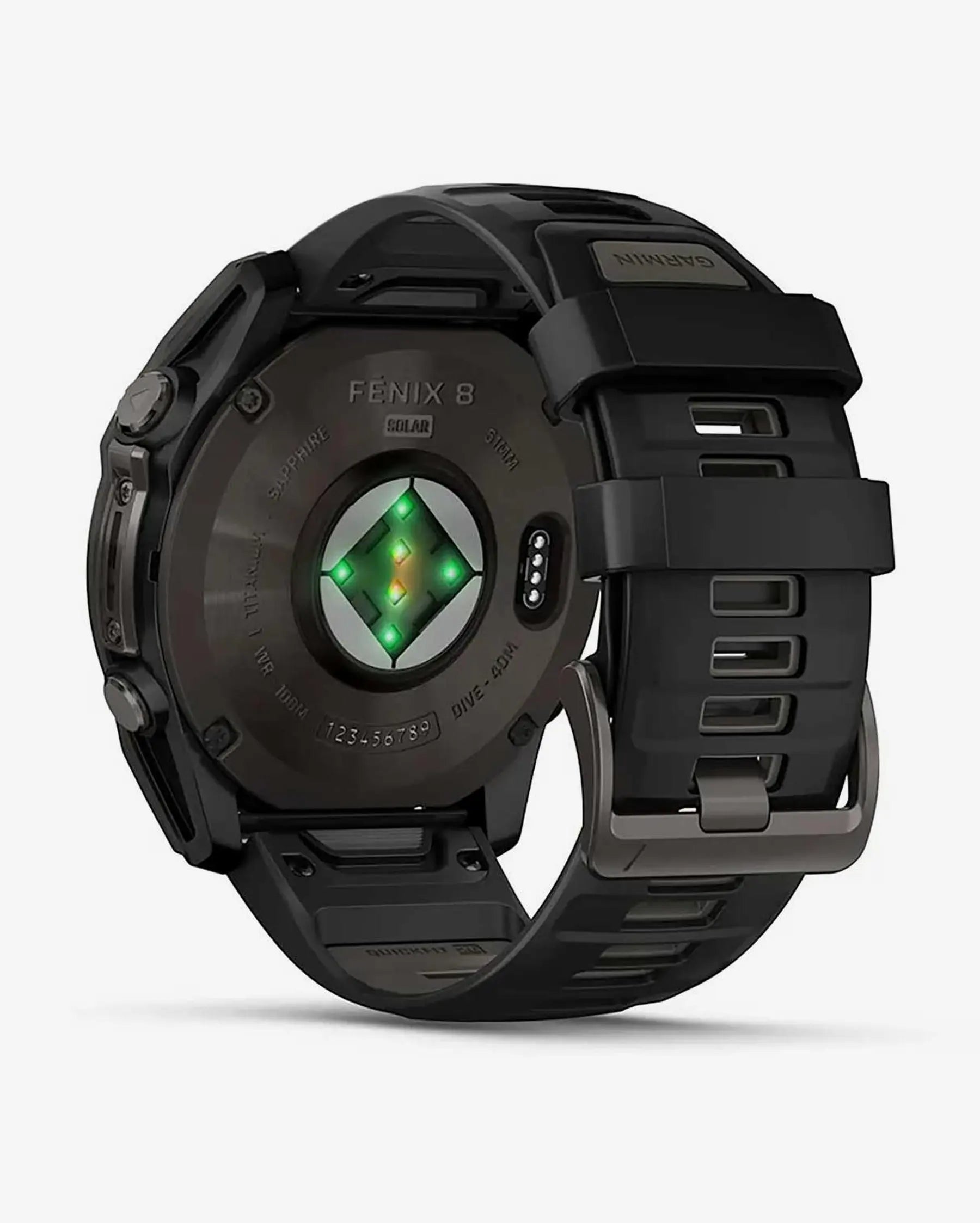 Garmin fēnix 8 Zafiro Solar smartwatch GPS 51 mm titanio gris carbón, correa silicona negra, Bluetooth ANT+ Wi‑Fi