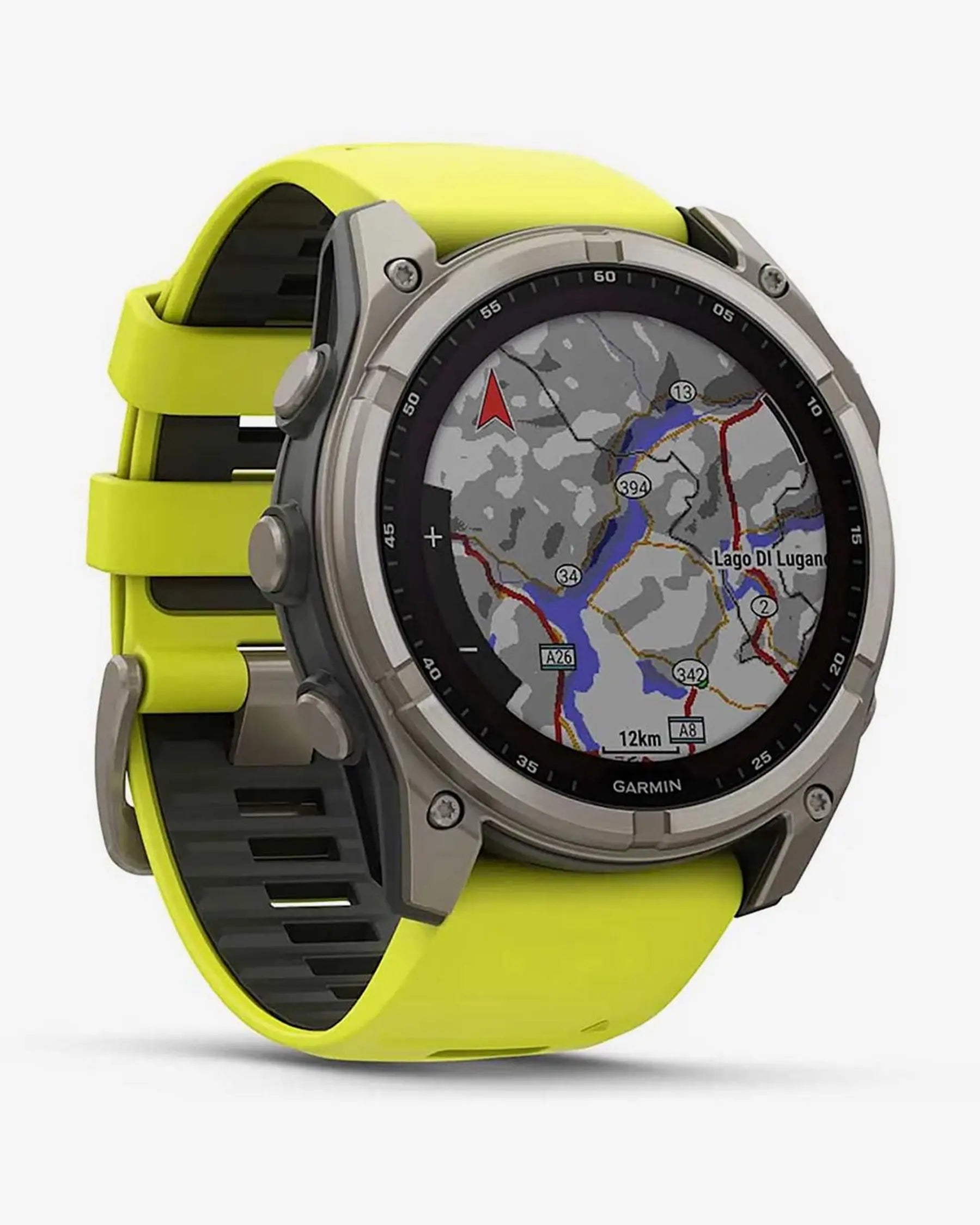 Garmin fēnix 8 Zafiro Solar smartwatch GPS 51 mm titanio gris, correa amarilla, Bluetooth ANT+ Wi‑Fi