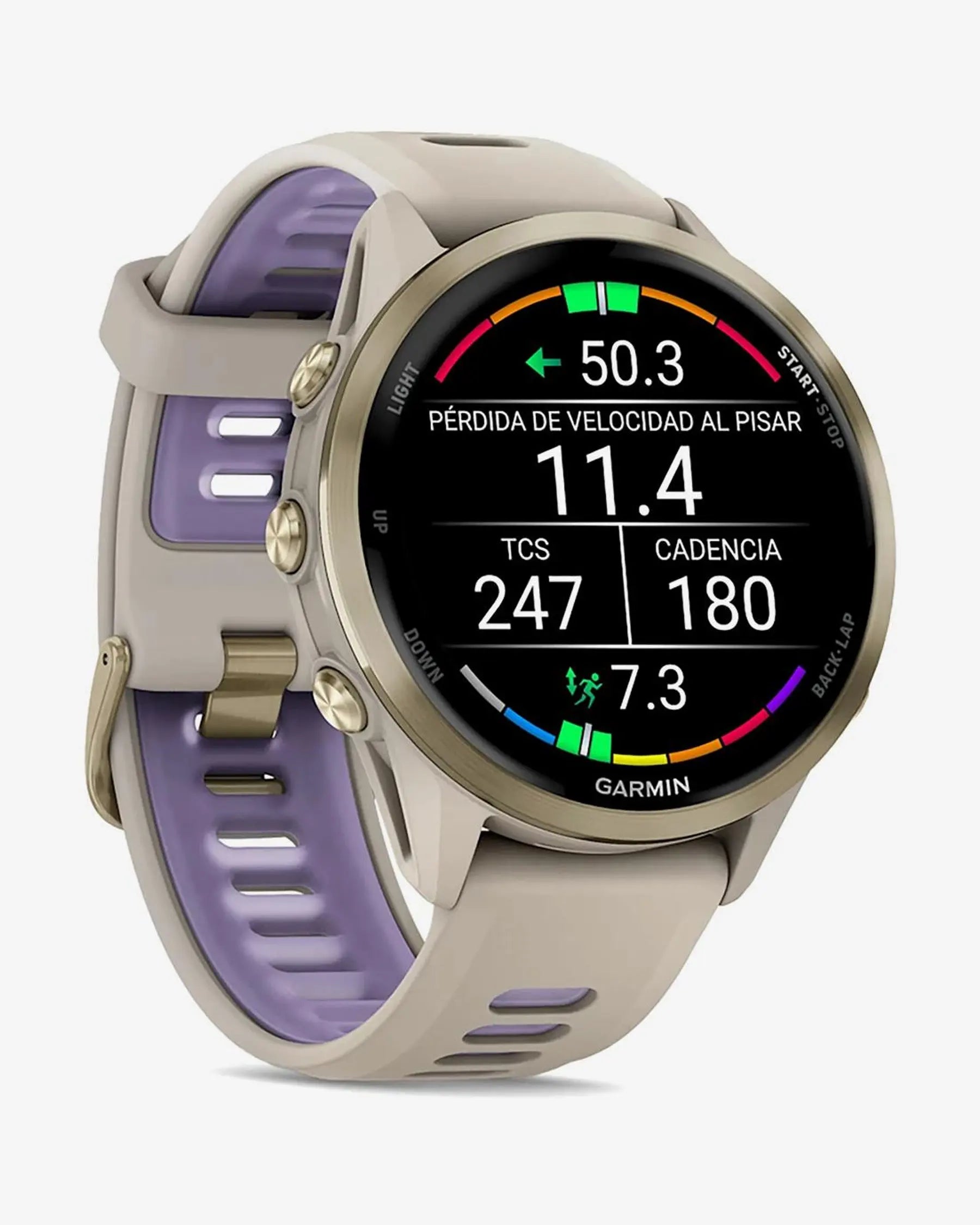 Garmin Forerunner 970 smartwatch running 47 mm gris correa gris lila AMOLED GPS multibanda zafiro titanio Wi‑Fi