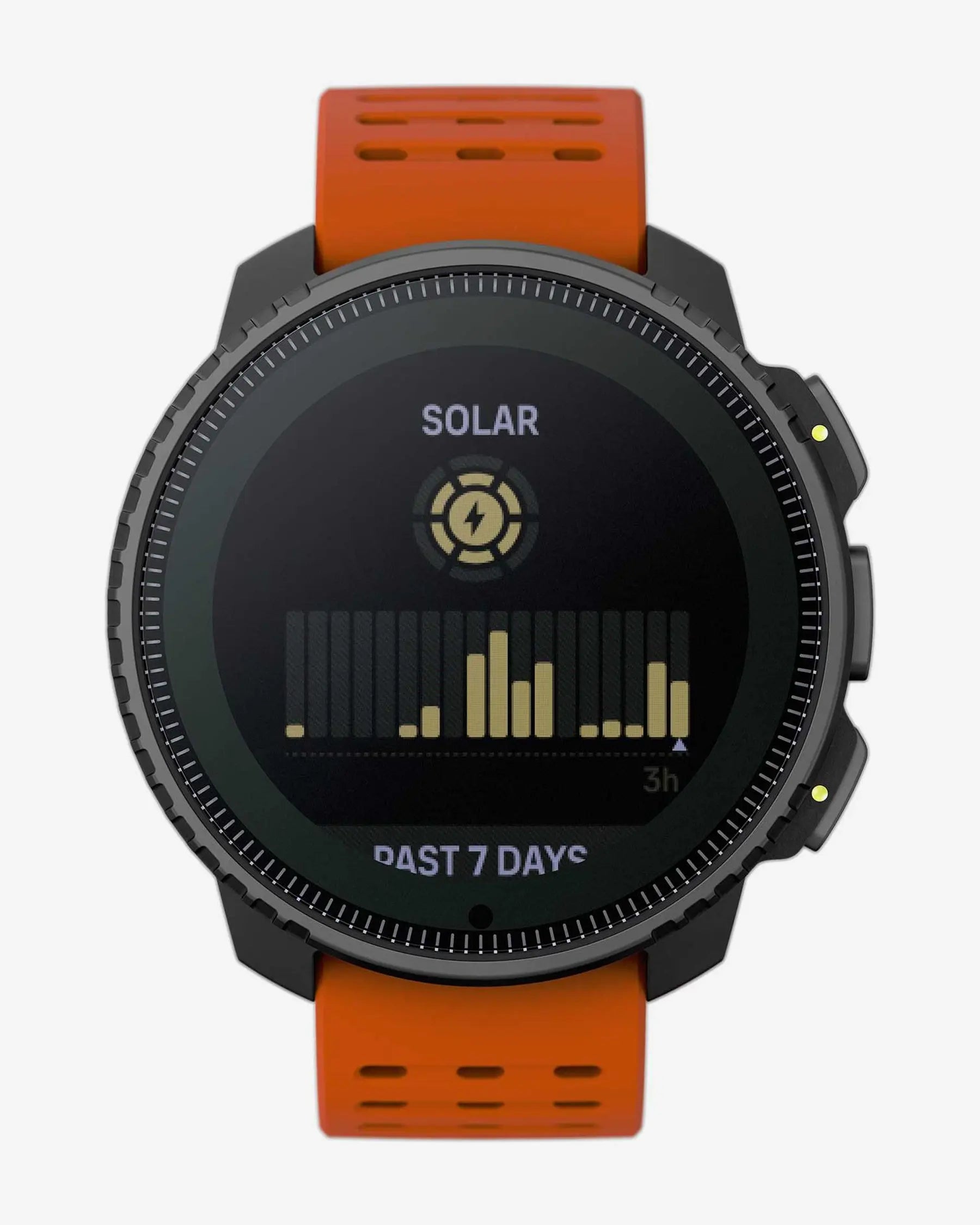 Suunto Vertical Solar smartwatch GPS multideporte 49 mm acero inox negro con correa naranja, carga solar y mapas offline