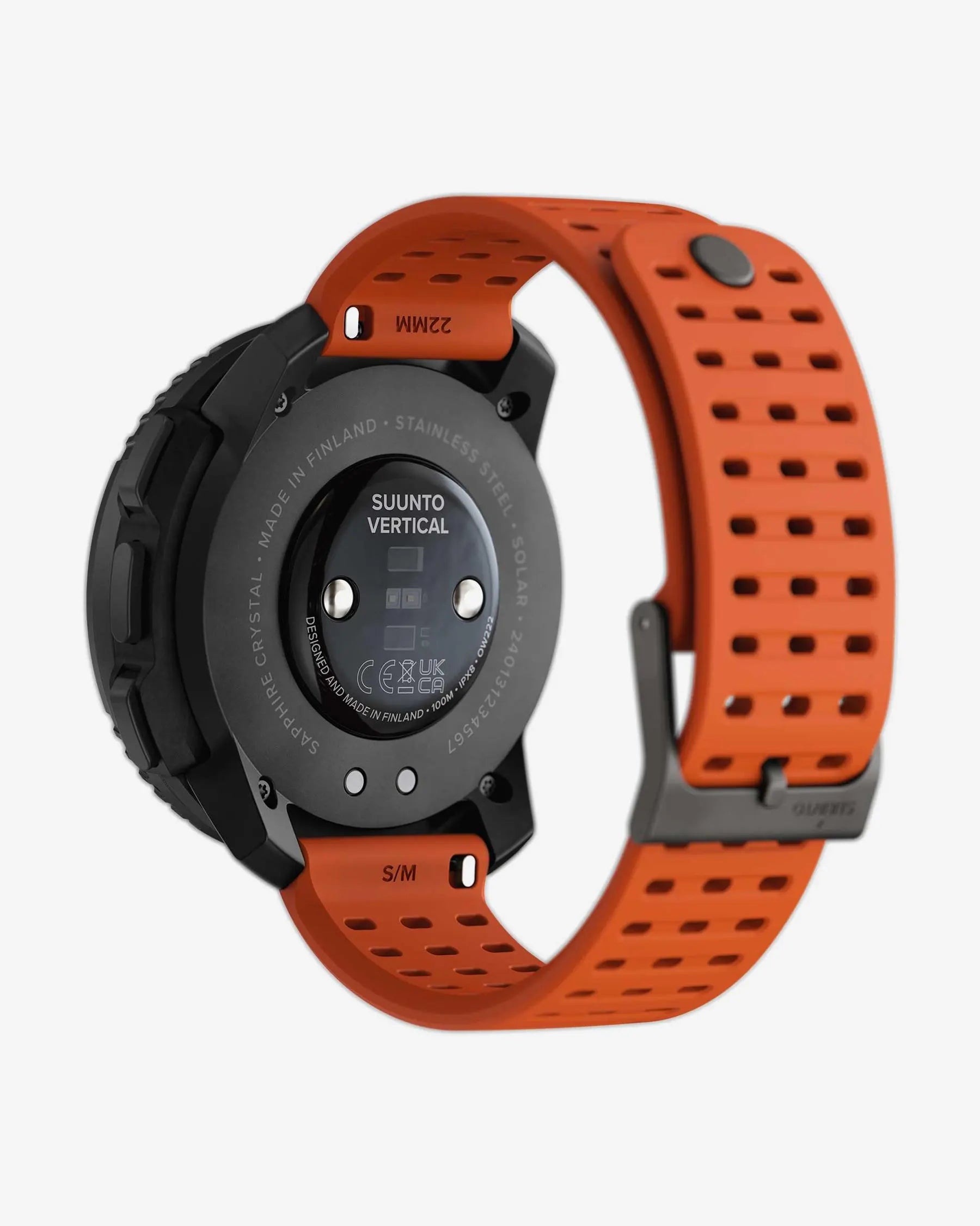 Suunto Vertical Solar smartwatch GPS multideporte 49 mm acero inox negro con correa naranja, carga solar y mapas offline