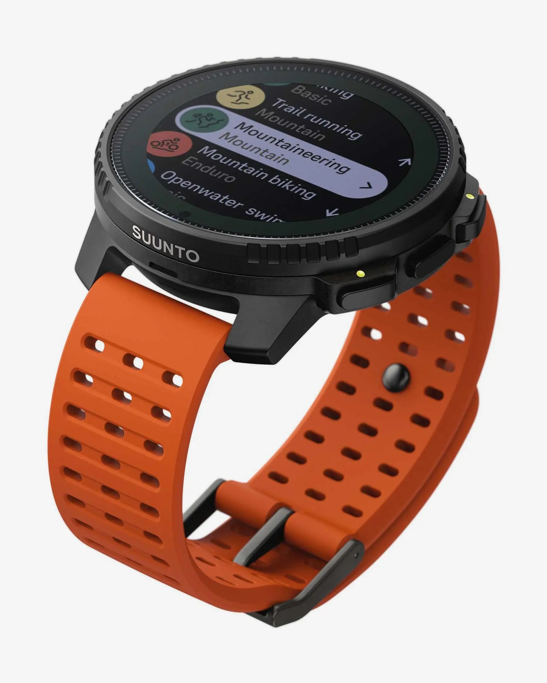 Suunto Vertical Solar smartwatch GPS multideporte 49 mm acero inox negro con correa naranja, carga solar y mapas offline